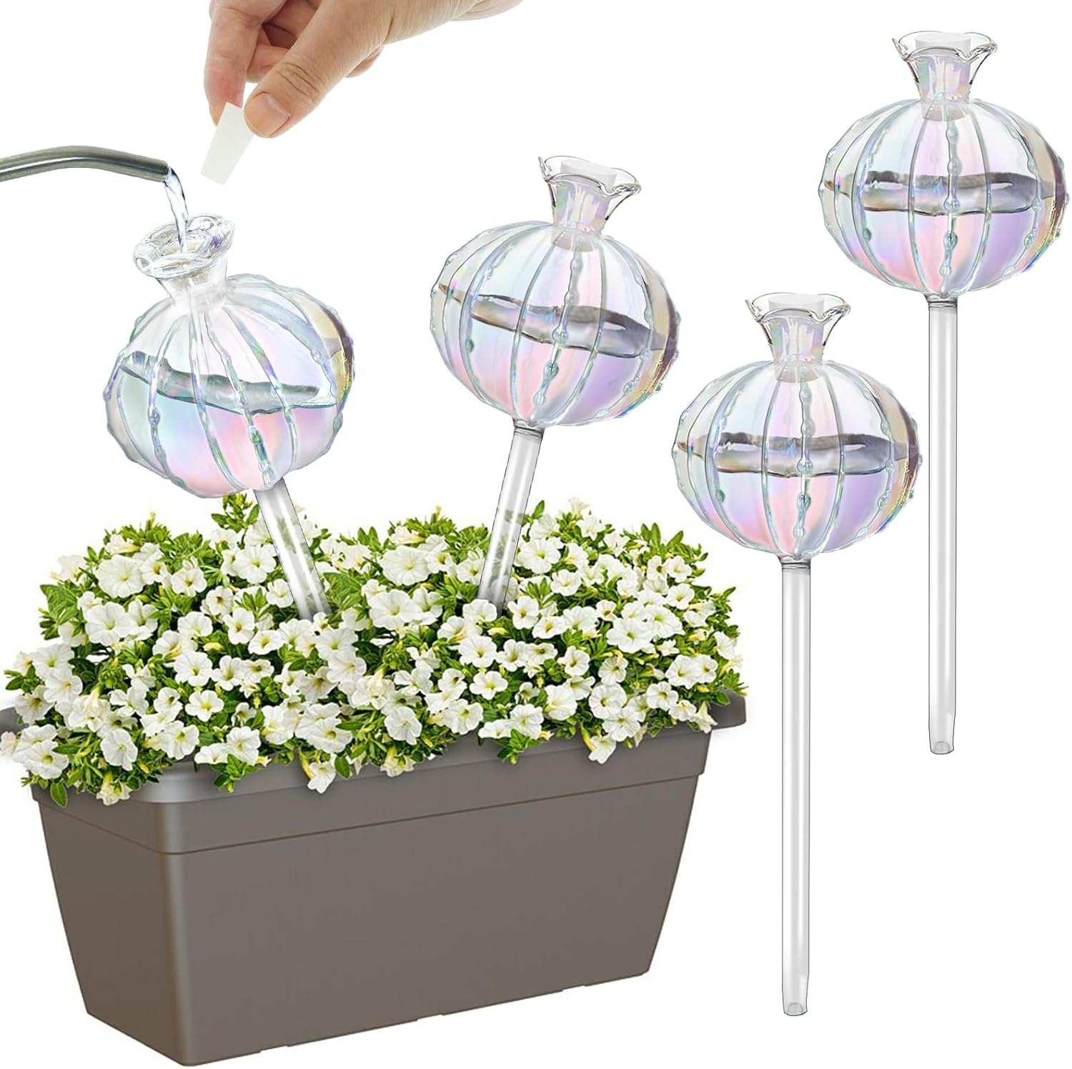 Jitnetiy Bombillas de riego de plantas, globos de riego de plantas, cactus de vidrio, inserto de maceta de riego automático para plantas de interior
