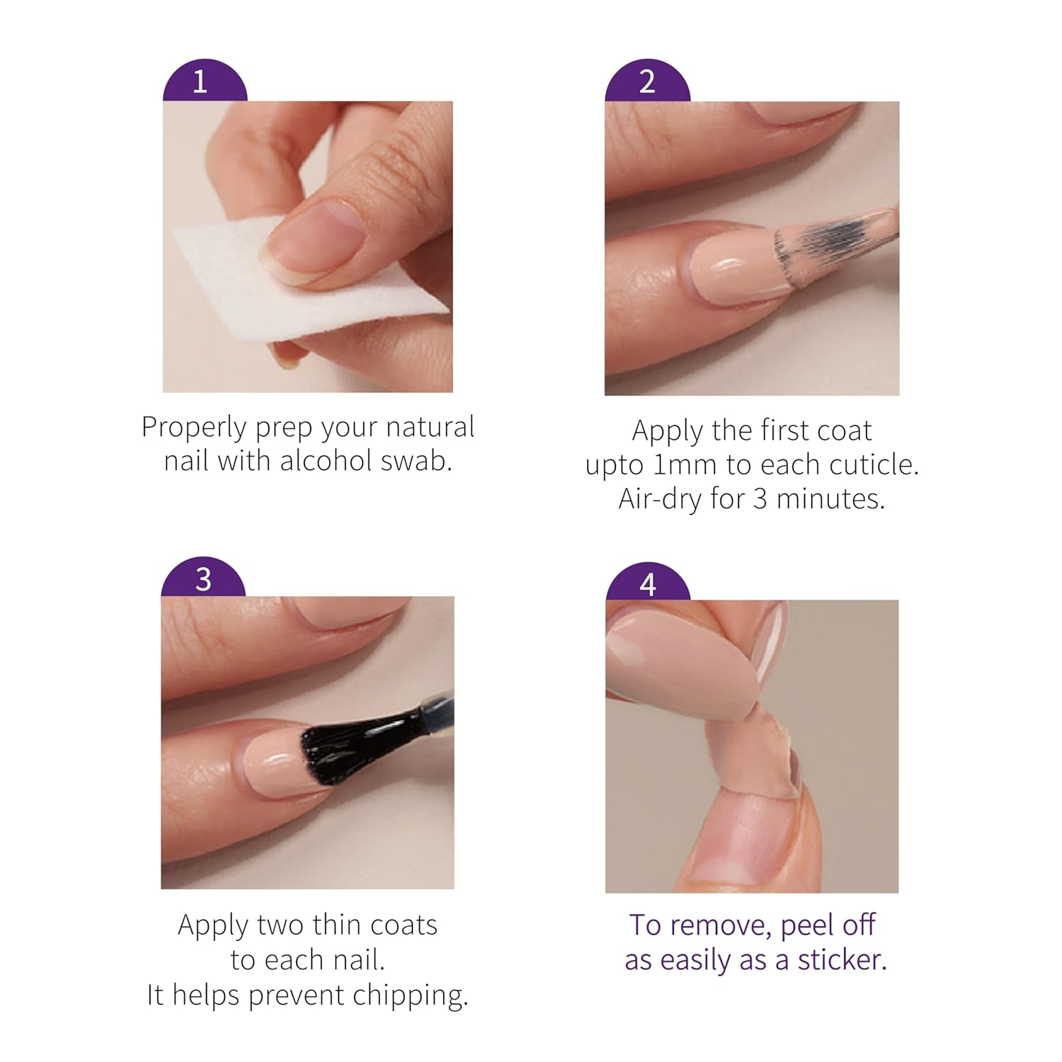 Juego de 3 esmaltes de uñas veganos a base de agua (2 colores + capa superior transparente), respetuoso con el medio ambiente, no tóxico,