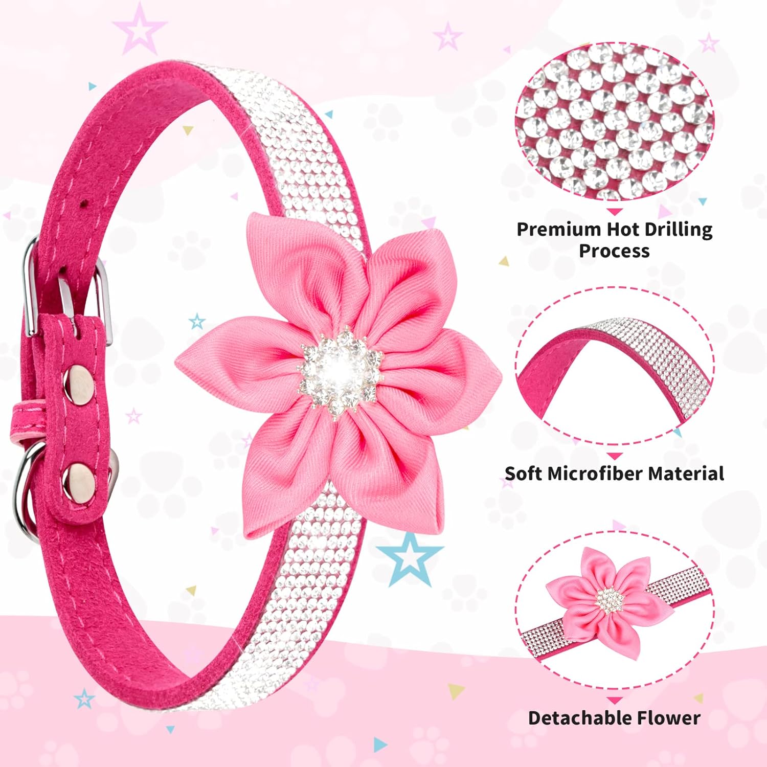 YTFU Bling – Collares de perro para perros grandes, collar de perro con diamantes de imitación para niñas, collar de perro elegante y deslumbrante