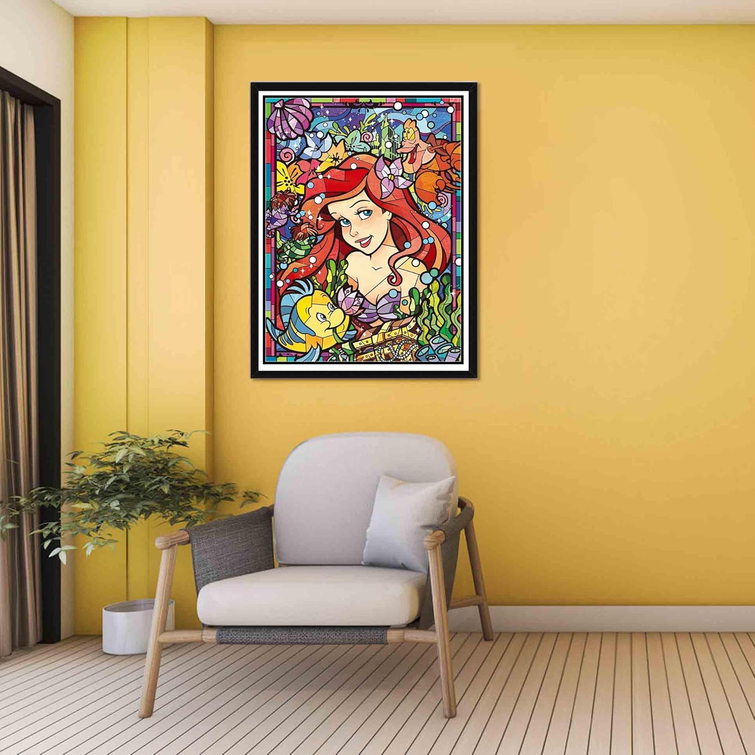 PALODIO Kits de pintura de diamantes 5D de princesa, kits de arte de diamantes para adultos, vidrieras de dibujos animados, pintura por números,