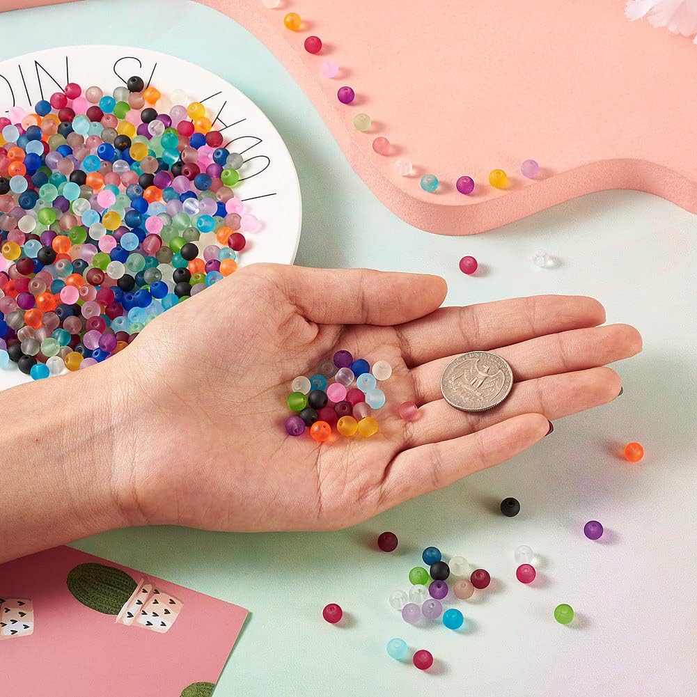 500 cuentas de vidrio esmerilado de 0.236 pulgadas para hacer joyas, 20 colores, cuentas redondas de cristal espaciador para bricolaje, collares,