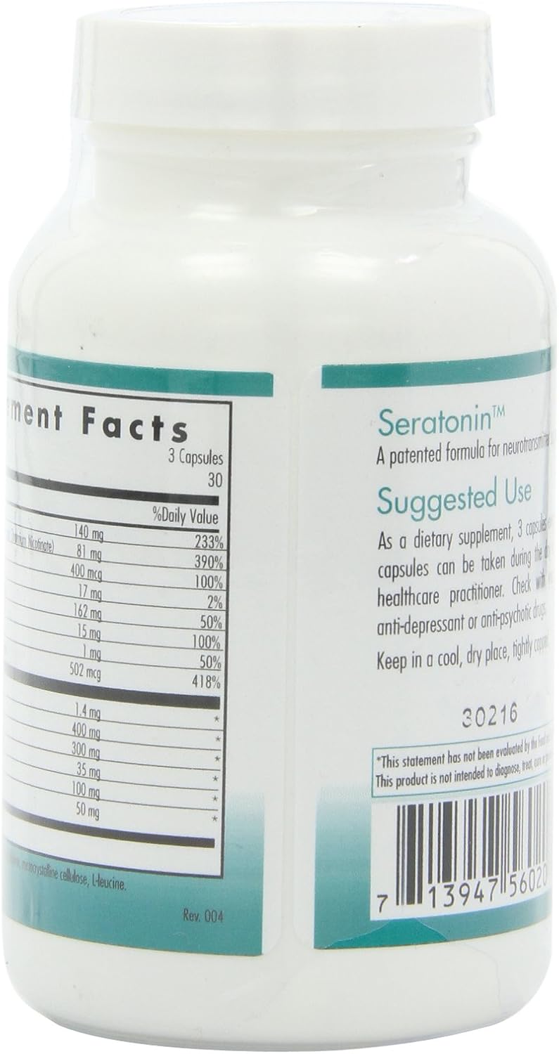 Nutricology Suplemento de seratonina  Serotonina para hombres y mujeres, apoyo calmante, 5-HTP, sueño sereno, norepinefrina, cápsulas vegetarianas