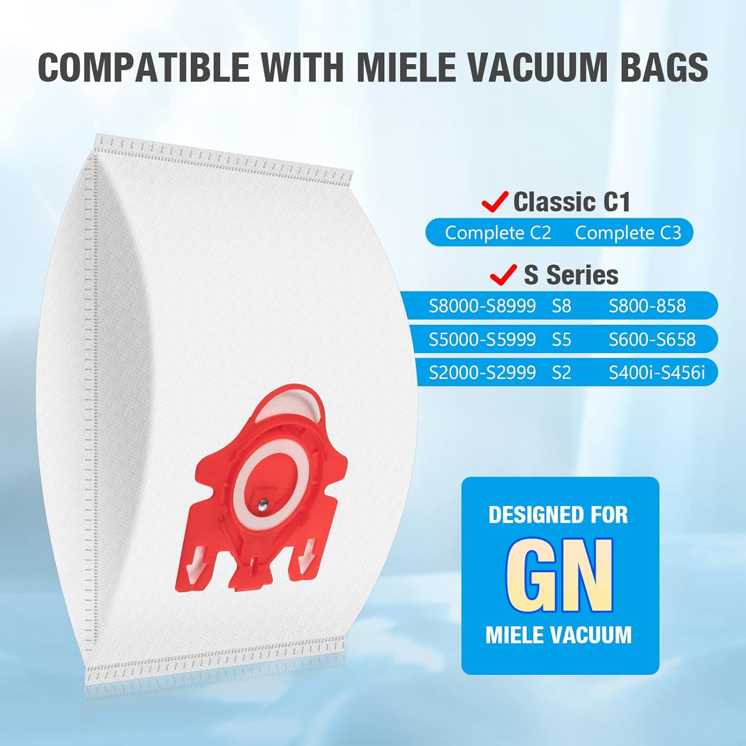 Paquete de 20 bolsas de repuesto 3D Airclean GN para aspiradora Miele Classic C1 Complete C1 C2 C3 S227 S240 S400 S8 S5 S2 Series con 5 filtros de