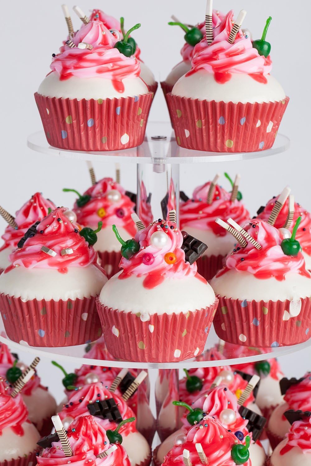 YestBuy Soporte redondo de acrílico para cupcakes de 4 niveles con base, soporte para cupcakes de alta calidad, torre de acrílico para cupcakes,