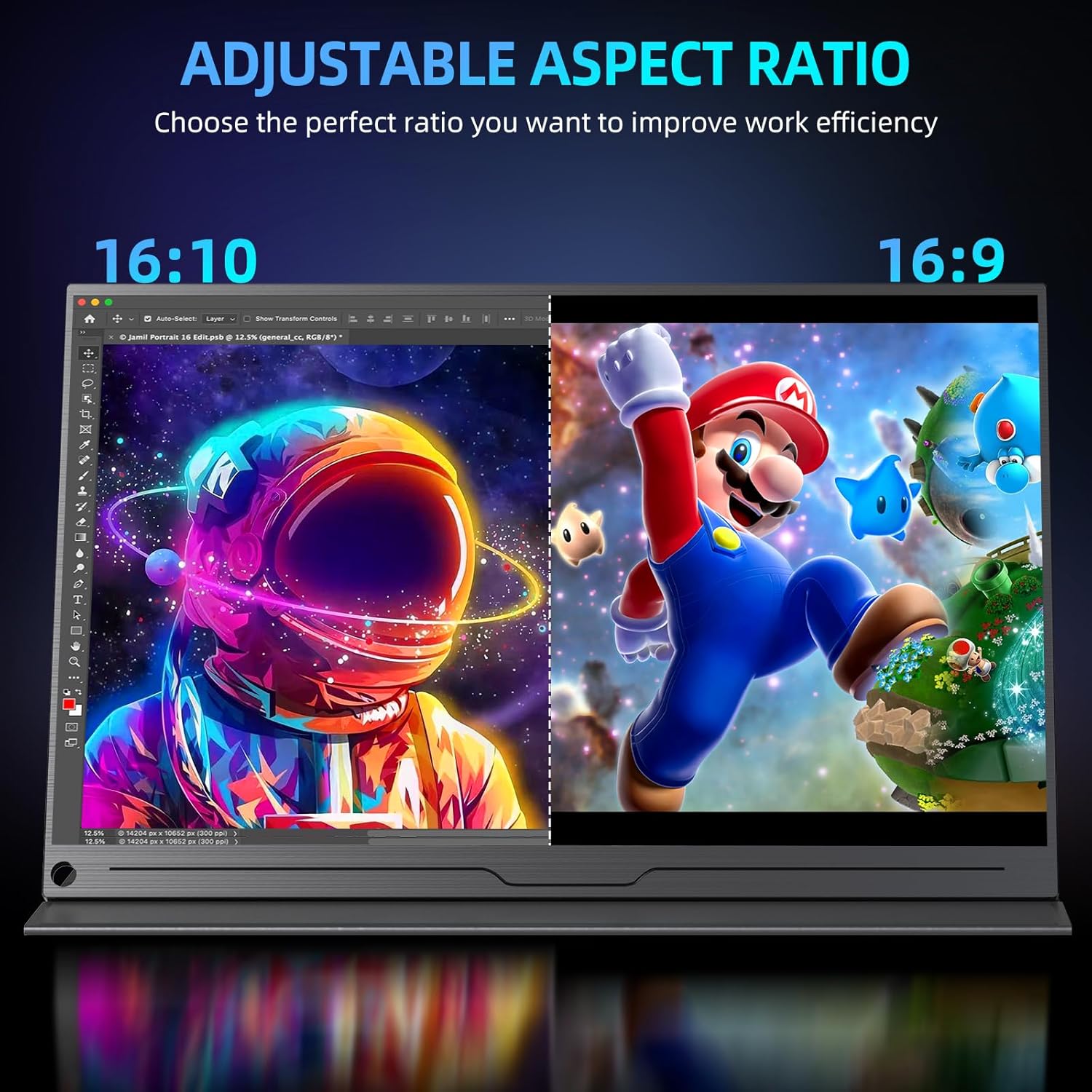 Newsoul Monitor portátil 2K 144Hz 18″, 100% DCI-P3 FreeSync HDR 2560×1600 Monitor portátil para juegos con VESA, HDMI USB C mate IPS cuidado ocular