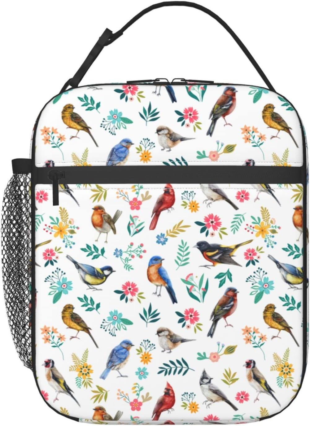 Lonchera con diseño de pájaros en acuarela, doble aislamiento, a prueba de fugas, bolsa de mano, organizador de almuerzo para trabajo, picnic,