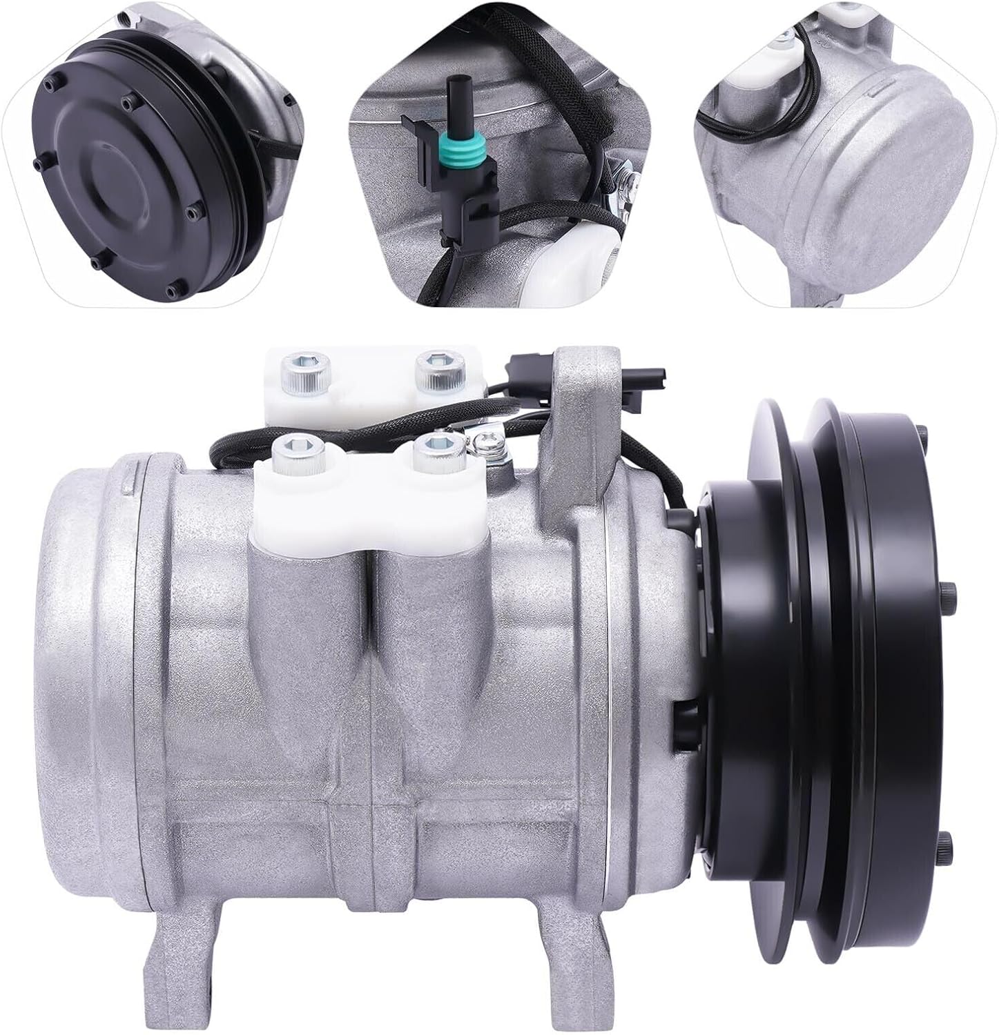 Compresor de CA TBVECHI AC Compresor apto para John Deere Tractor Loader NEW 6E171 Compresor de aire acondicionado RE10972, RE12513, RE12514