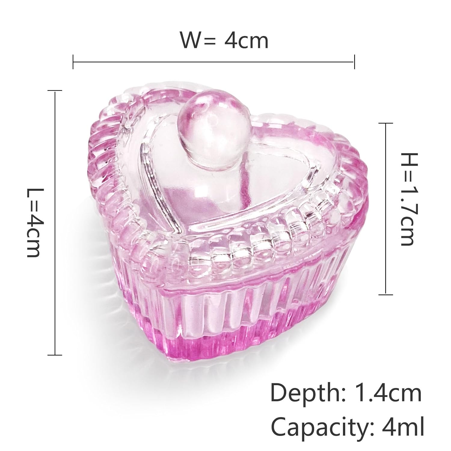 Crystal Sweet Heart Shape Acrílico Liquid Powder Glass Dappen Dish Vaso de vidrio con tapa Tazón de tapa para arte de uñas acrílicas, kit