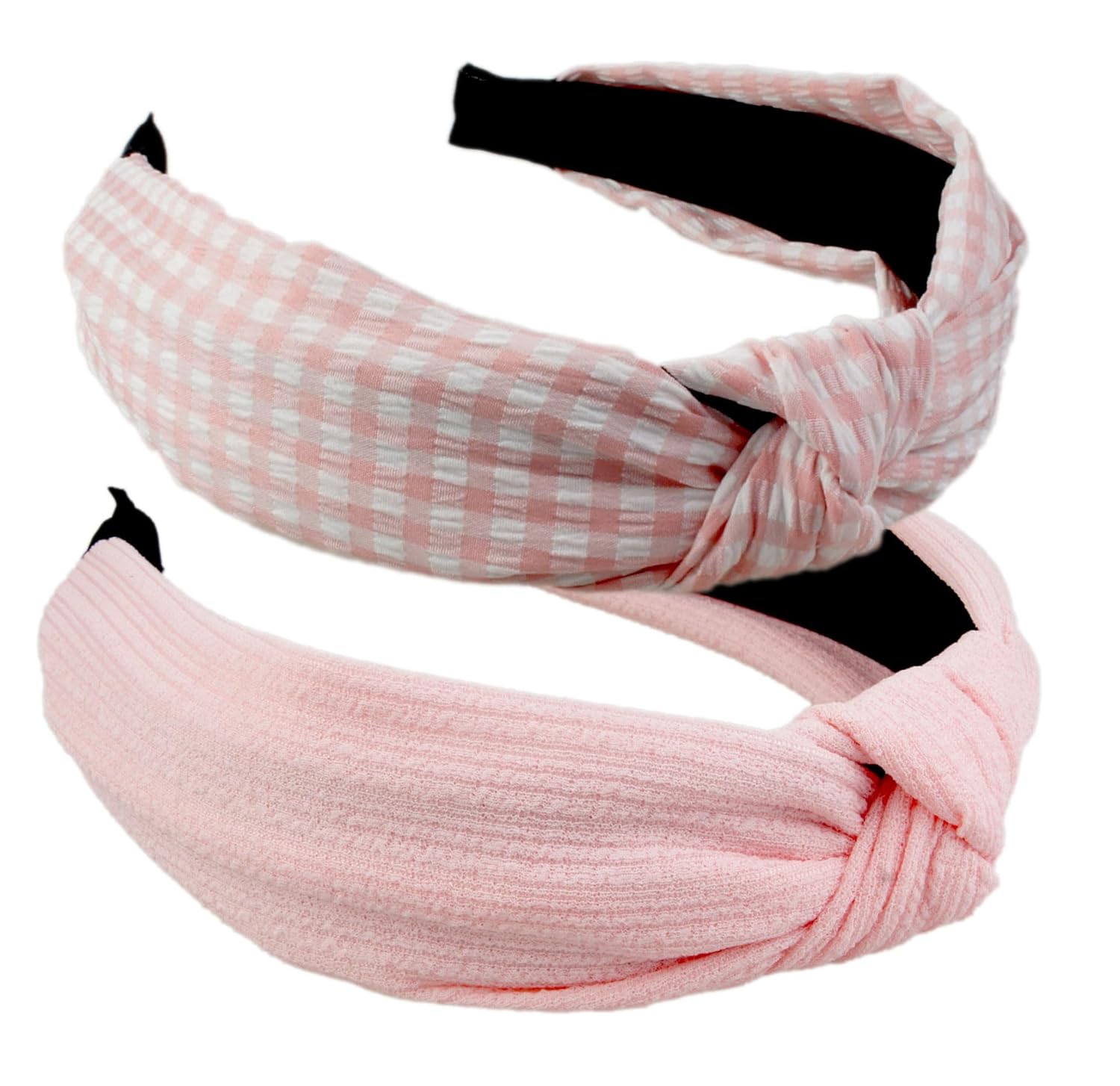 VIVIAN & VINCENT Paquete de 2 diademas vintage a cuadros para mujer, bandas para el cabello con lazo, regalos de Navidad para ella, a cuadros, a