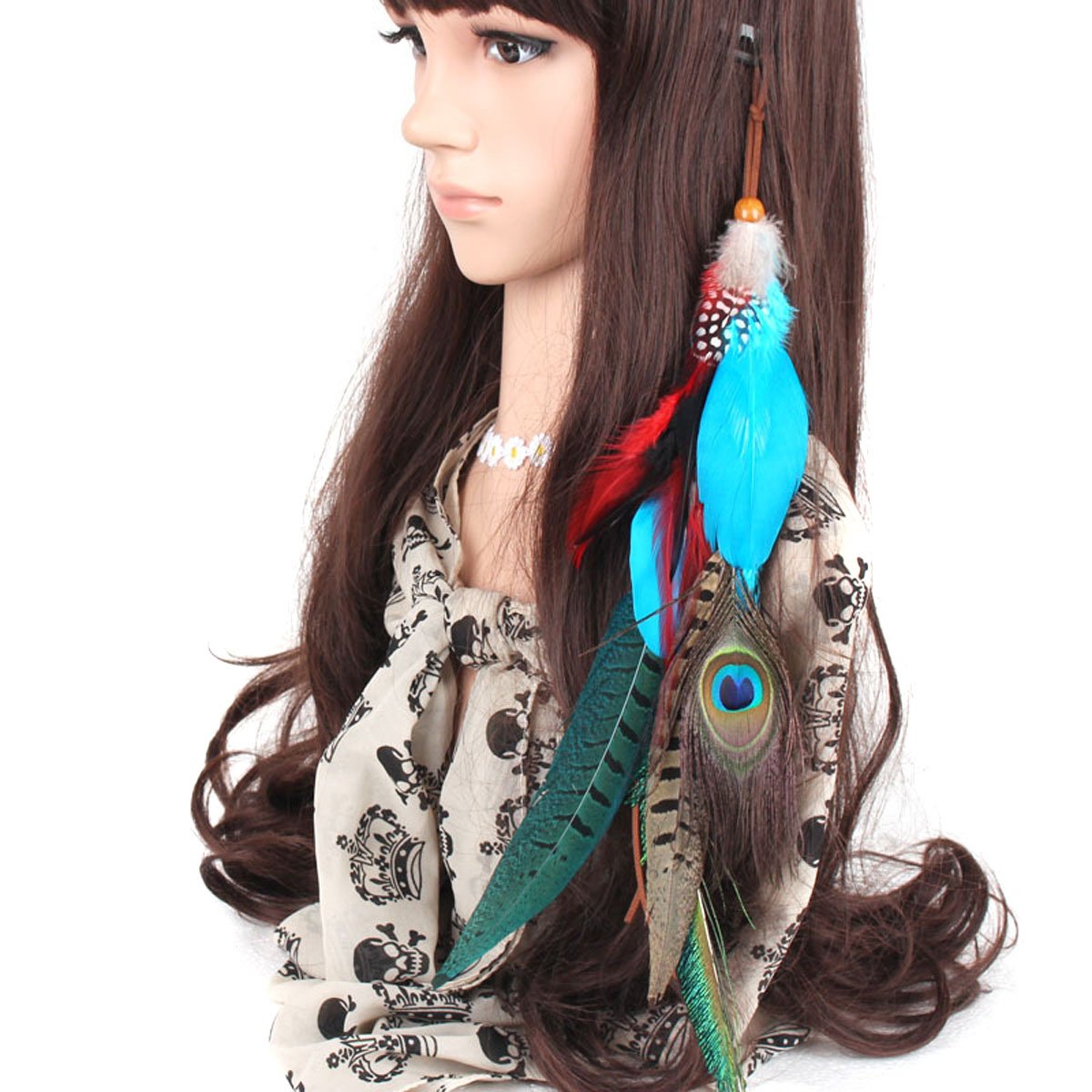 Suoirblss 1 pieza de extensiones de cabello hippie boho hechas a mano con clip de plumas peine horquilla tocado accesorios de bricolaje para mujeres