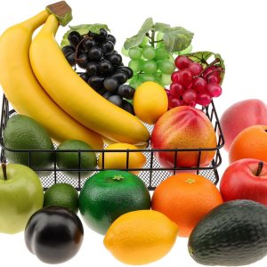 19 piezas artificiales de mezcla de frutas falsas de 3 cabezas, plátano, uva, limón, manzana, melocotón, naranja, aguacate, nectarina, decoración de 19 piezas artificiales de mezcla de frutas falsas de 3 cabezas, plátano, uva, limón, manzana, melocotón, naranja, aguacate, nectarina, decoración de
