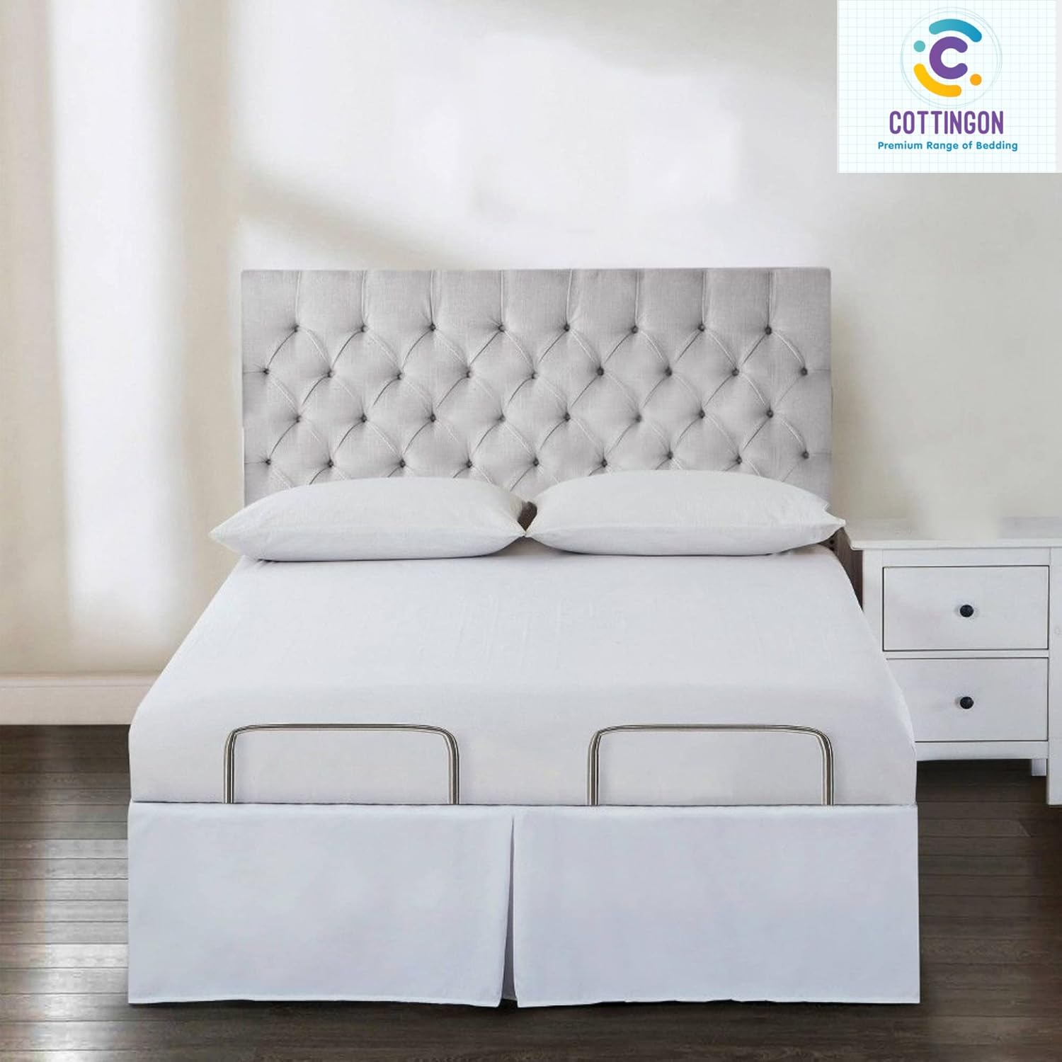 Falda de cama plisada con esquinas divididas, volantes plisados, caída a medida de 18 pulgadas, ajuste fácil, 100% microfibra suave, brillante y