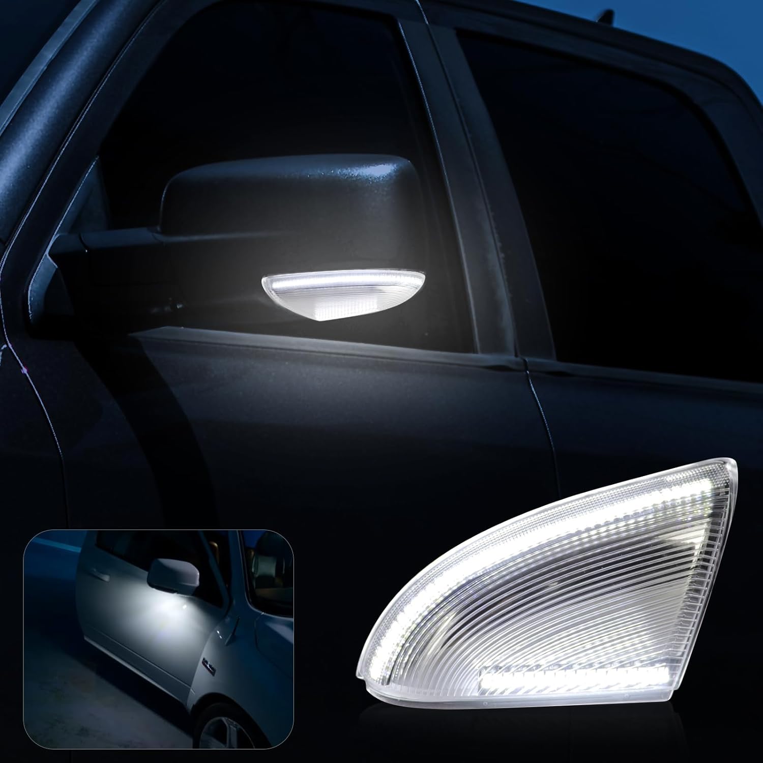 Conjunto de lámpara de charco de señal de giro LED con lente transparente Switchback para Dodge Ram 1500 2500 3500 2009-2018 camión de remolque