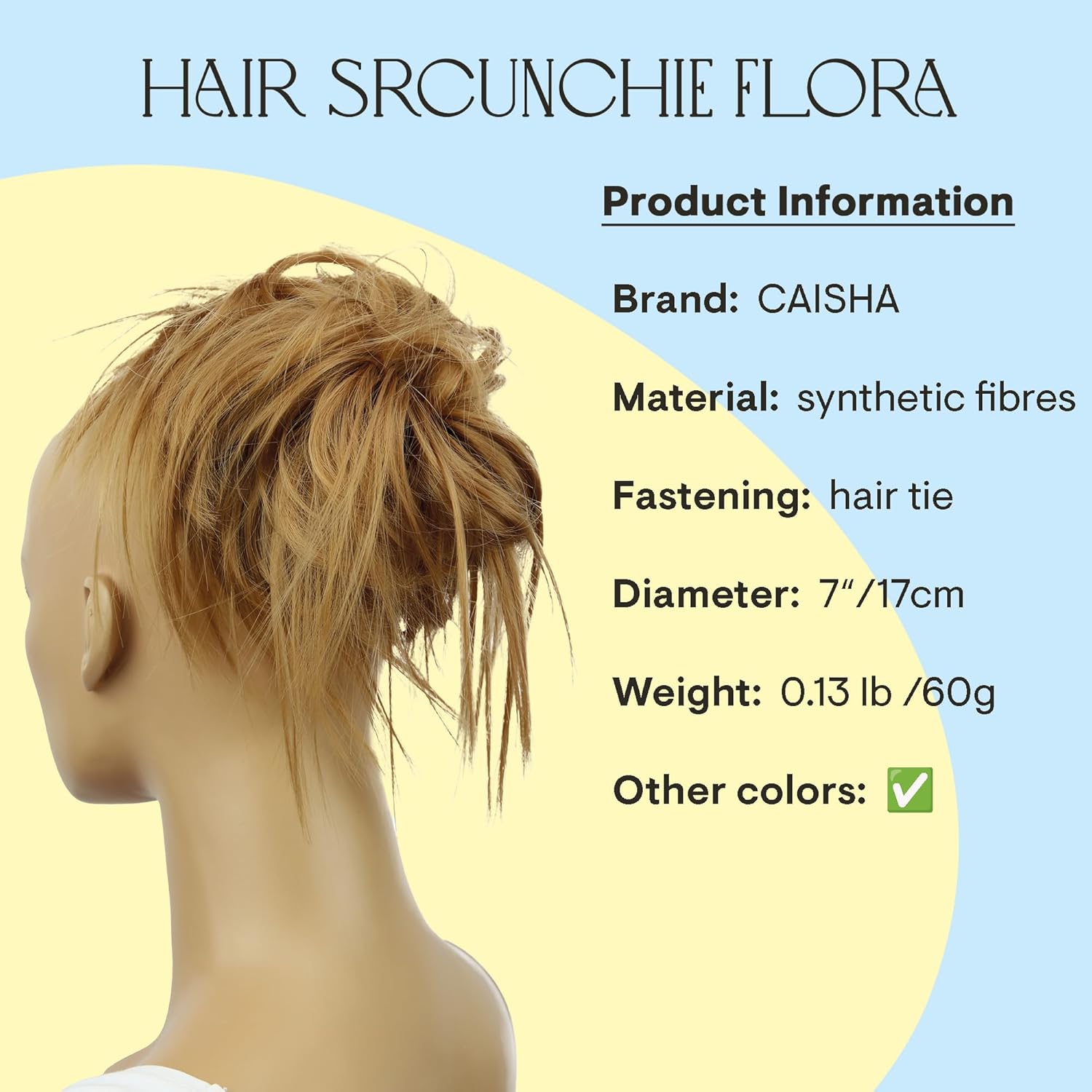 CAISHA Prettyshop – Banda elástica XXL tipo postizo de cabello voluminoso ondulado, ideal para peinados recogidos de novias o rodetes desaliñados,
