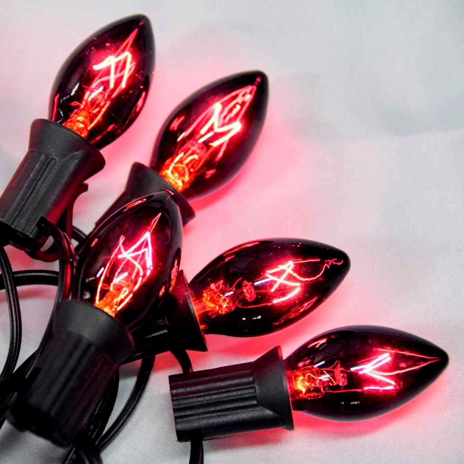 Guirnalda de luces C7 de 25 pies, color morado oscuro, luces de Halloween, ideales como decoraciones de Halloween para el hogar, fiesta, patio,
