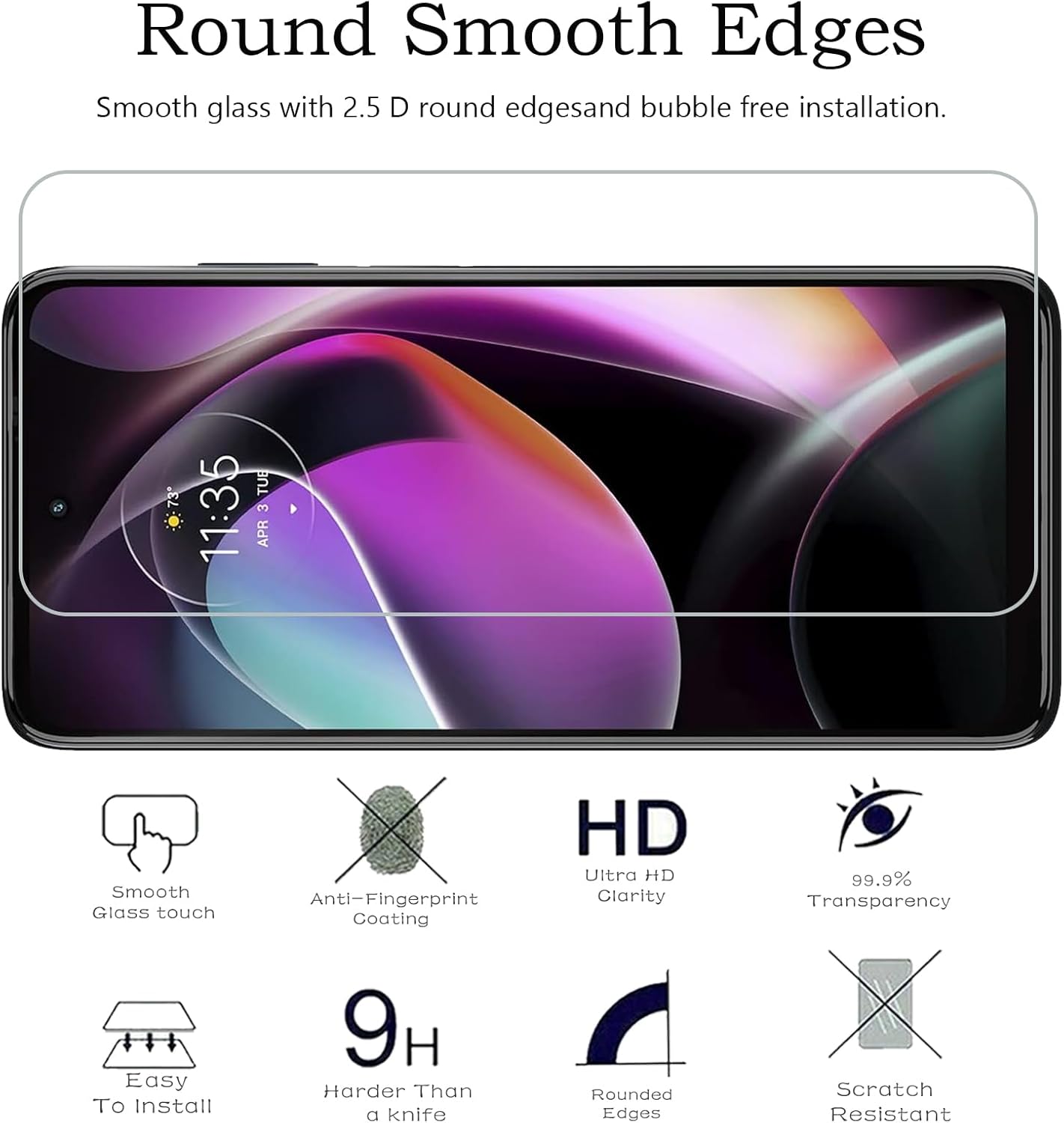 Paquete de 3 protectores de pantalla para Moto G 5G 2022, película protectora de vidrio templado, dureza 9H, antiarañazos, sin burbujas, claridad HD