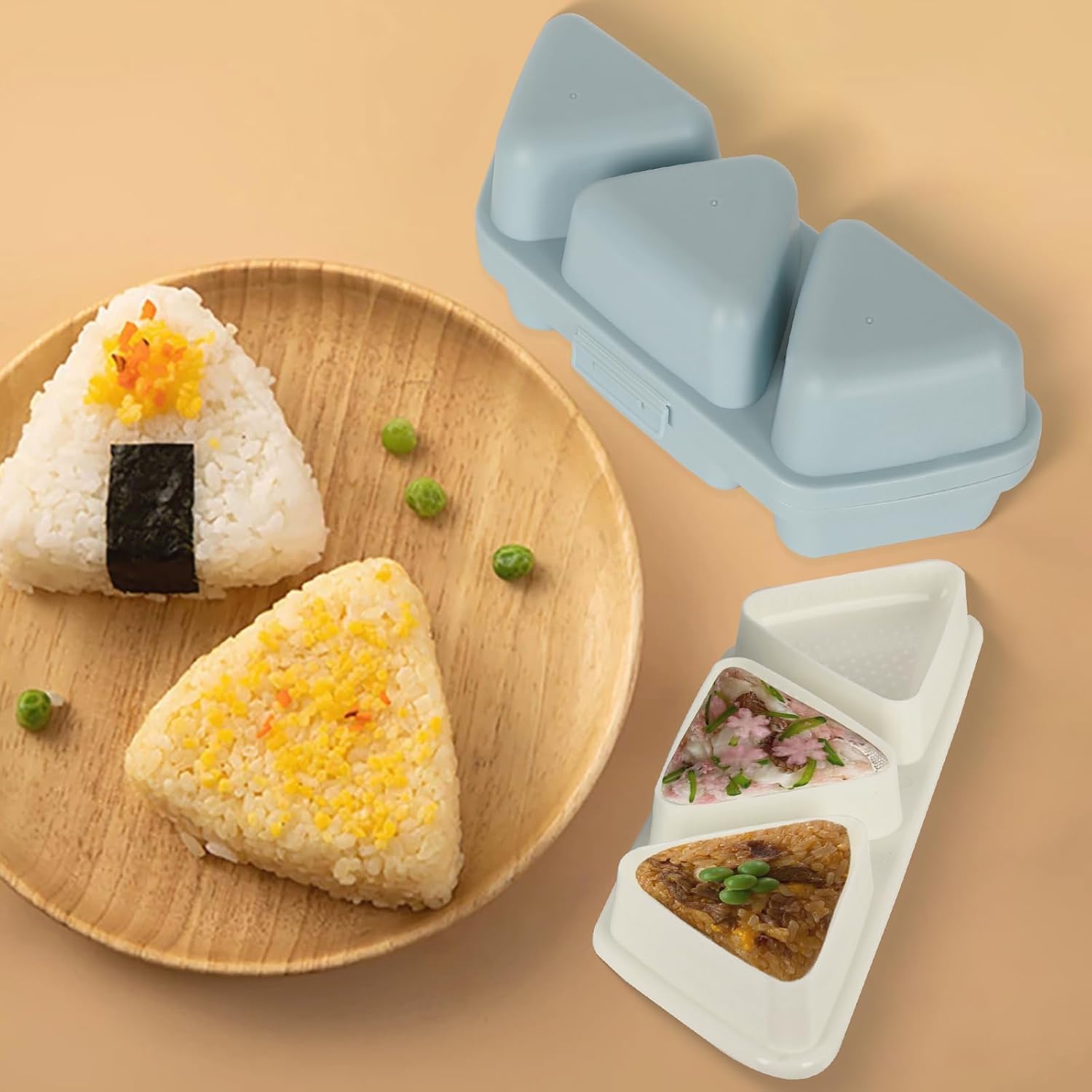 HIBILDER Molde de Onigiri 6 en 1, molde triangular para sushi, una vez que hace rápidamente 6 piezas de sushi, molde multifuncional para hacer y