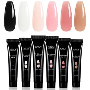 GAOY Juego de gel de poliéster, kit de gel de extensión de uñas, 6 colores clásicos, rosa, nude, negro, gel constructor de uñas para arte de uñas, GAOY Juego de gel de poliéster, kit de gel de extensión de uñas, 6 colores clásicos, rosa, nude, negro, gel constructor de uñas para arte de uñas,