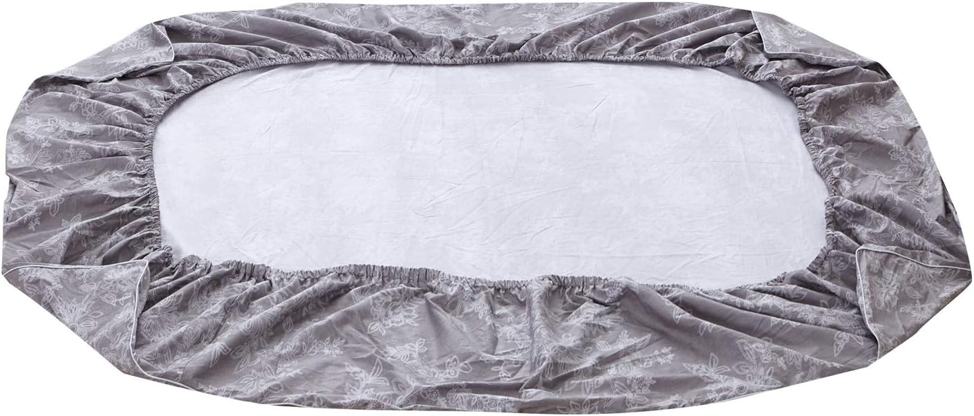 FADFAY Juego de sábanas King Farmhouse Bedding Shabby Floral Vintage Gray Ropa de cama 100% algodón súper suave, hipoalergénica, gris y blanco,