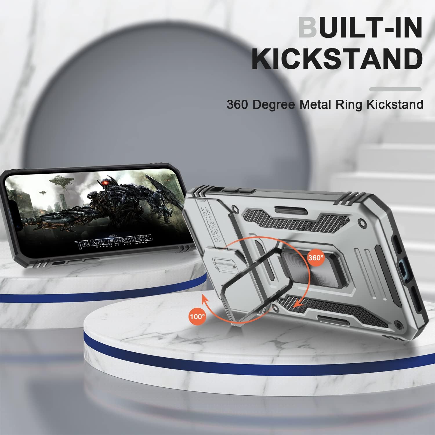AUPAI Funda para iPhone 12 Pro Max con funda deslizante para cámara y protector de pantalla, funda protectora de grado militar resistente con