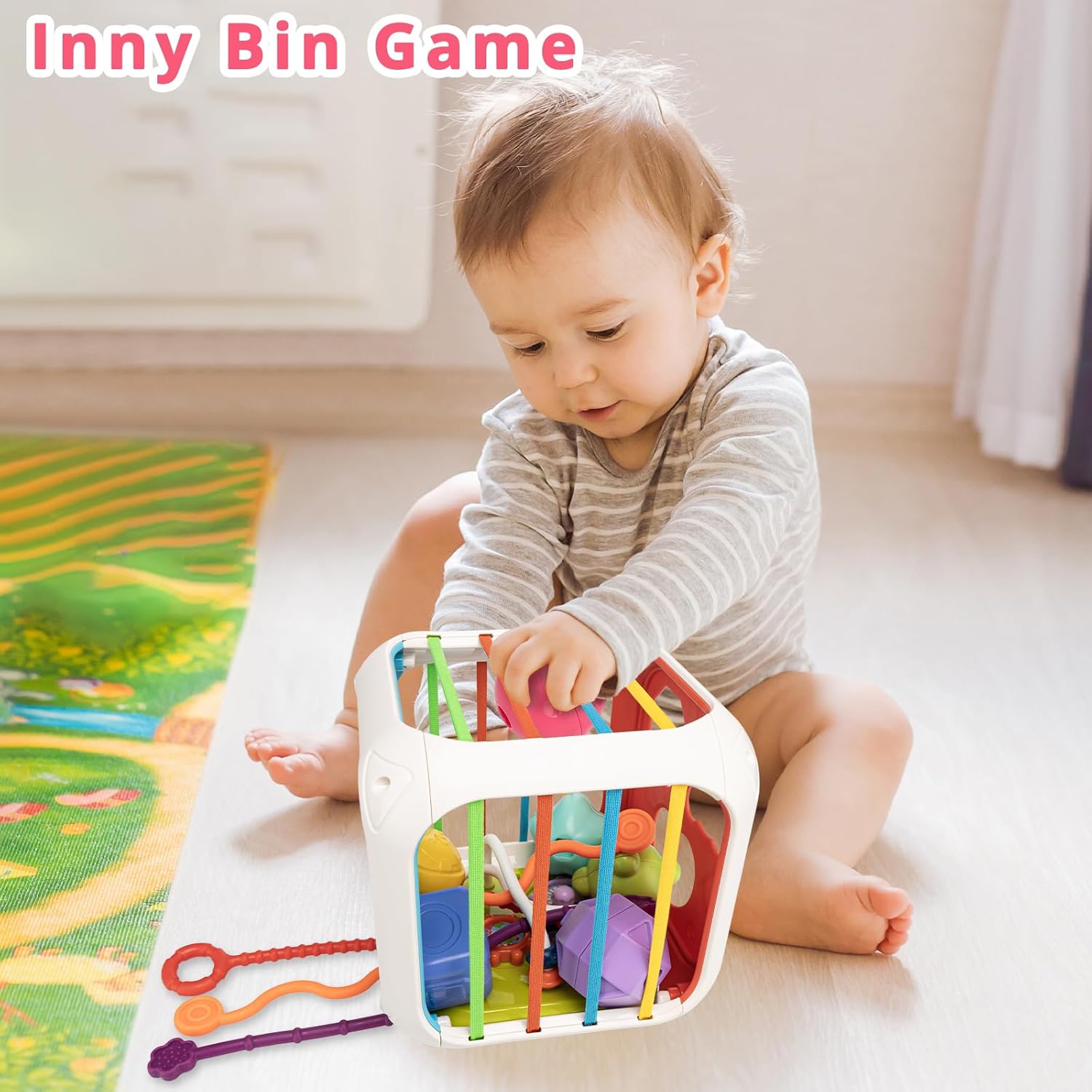 Juguetes Montessori para niños pequeños de 1 año, cubo de actividades 7 en 1, juguete clasificador de formas, juguetes de aprendizaje para el