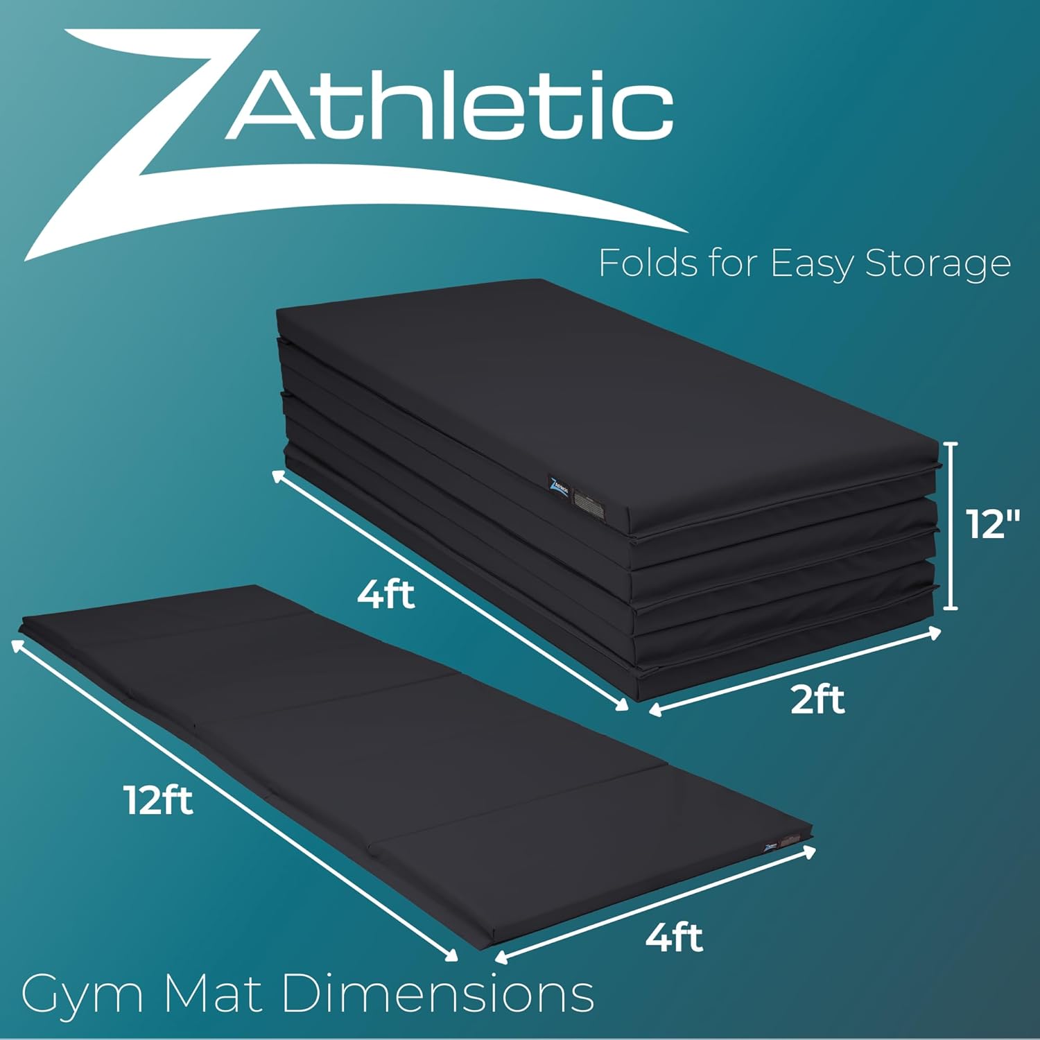 Z Athletic Paneles plegables para gimnasia, artes marciales, pulir (4 x 12 x 2 pulgadas)