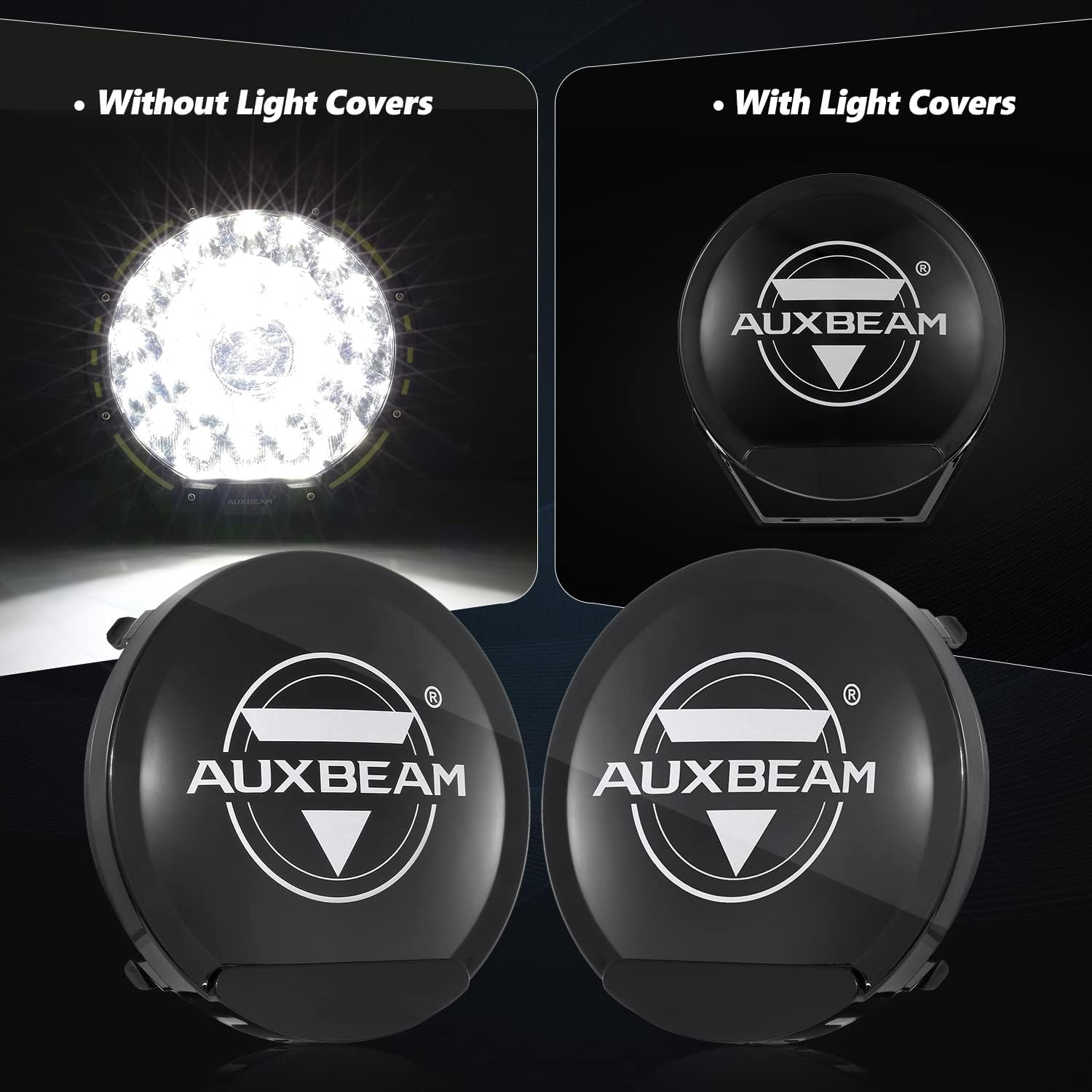 Auxbeam Kit combinado de luces redondas para todo terreno de 9 pulgadas con cubiertas amarillas y negras, 270 W 37776 lúmenes, luz de conducción LED