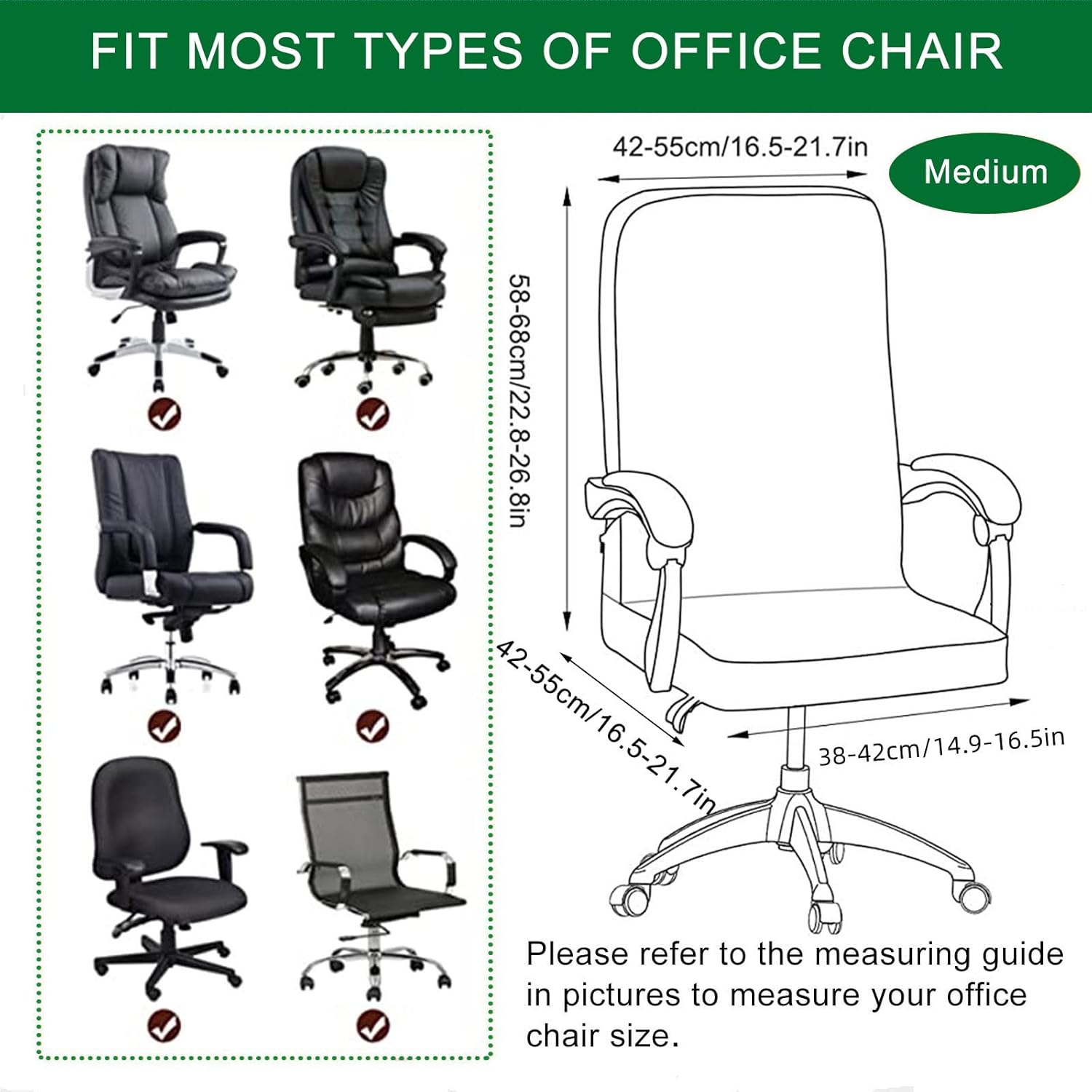 CRFATOP Funda elástica para silla de oficina de computadora con cremallera duradera, funda giratoria universal para silla de escritorio, estilo