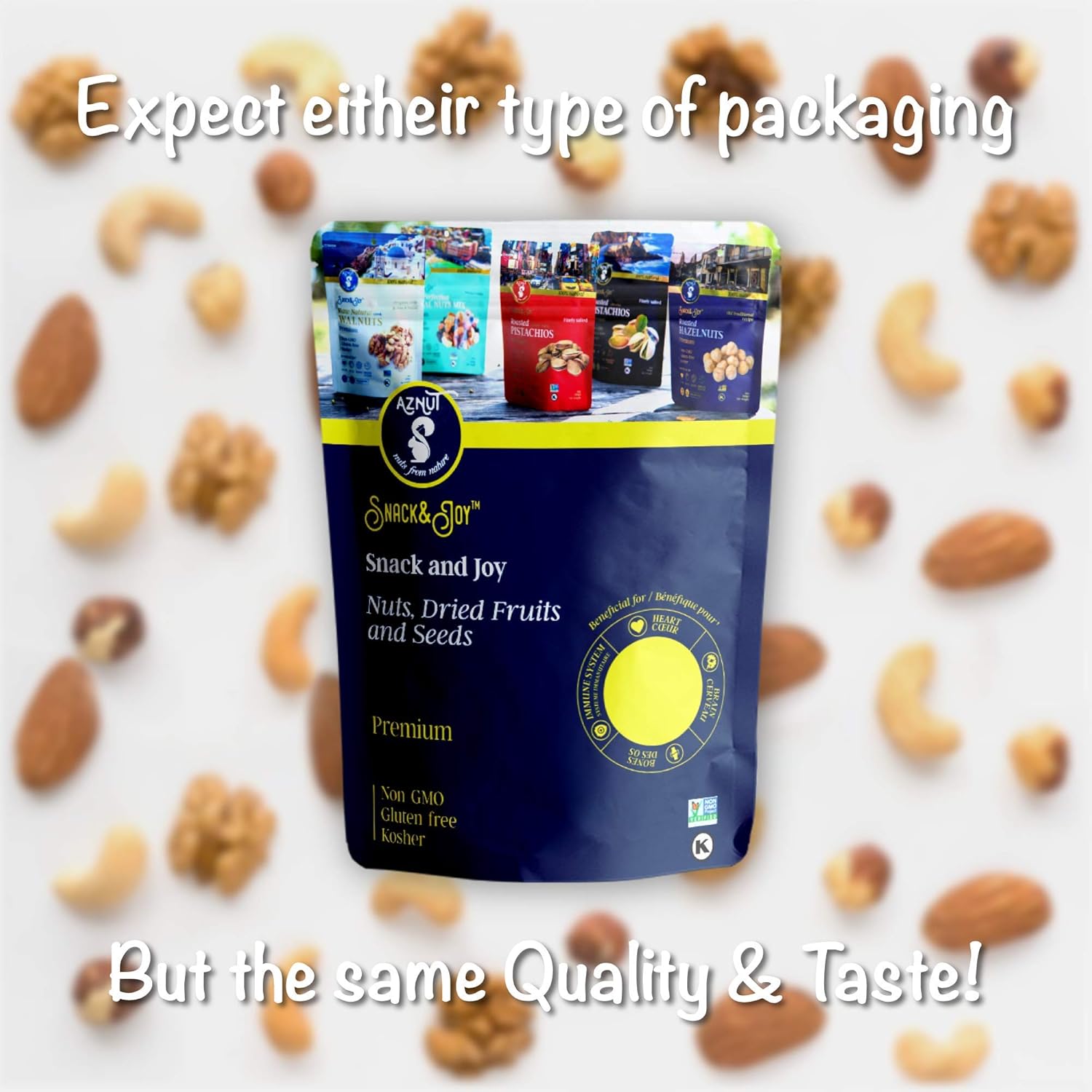 AZNUT Albaricoques secos turcos, sin sulfuro, sin azúcar añadido, 100% natural de calidad premium, certificado por proyecto sin OMG, Kosher, sin