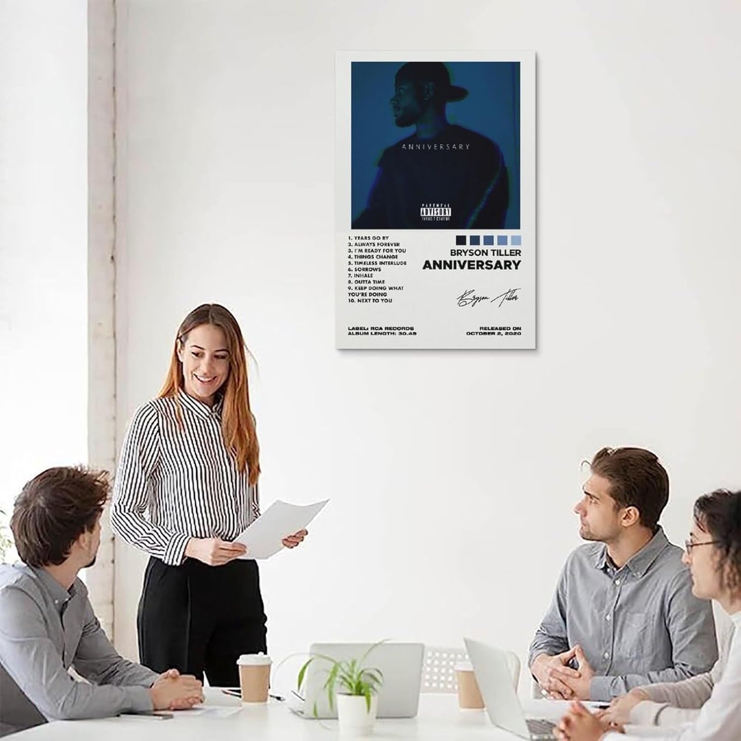 ShenMou Póster de la portada del álbum de Bryson Tiller de aniversario de Bryson Tiller, lienzo para decoración de pared, póster para dormitorio,