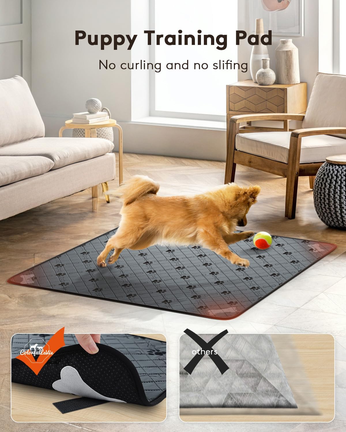 ColorfulLaVie Almohadillas reutilizables para orina de perros, almohadillas lavables para orina de cachorros, almohadillas impermeables para