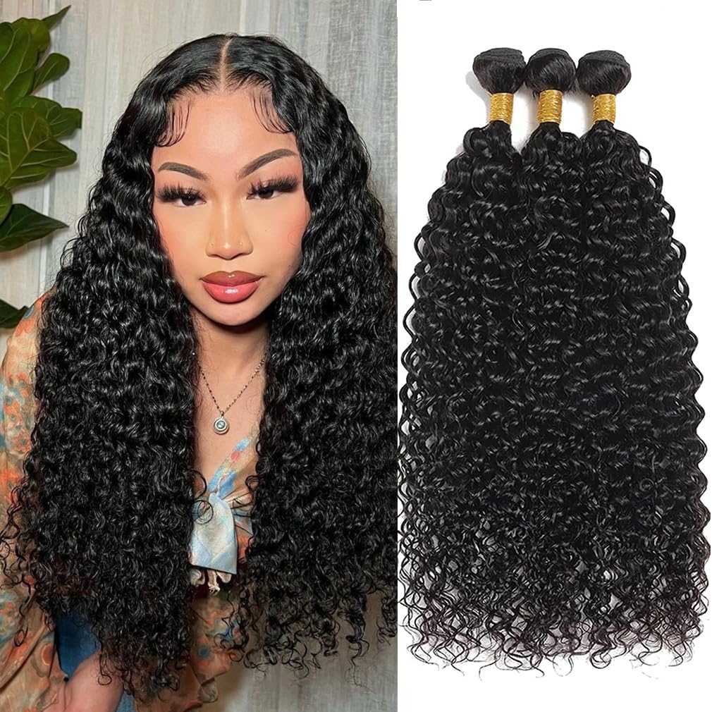 Paquetes de cabello humano ondulado profundo de 18, 18, 18 pulgadas, 12A, cabello humano rizado brasileño 100% sin procesar, paquetes de cabello