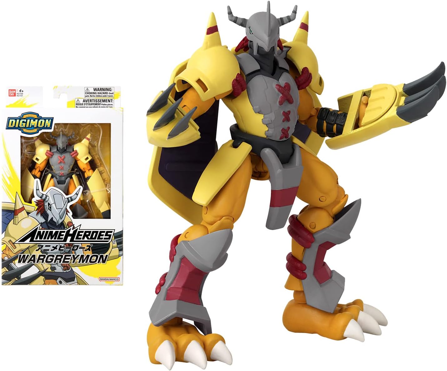 BANDAI Anime Heroes Digimon WarGreymon Figura de acción  Figura de anime articulada WarGreymon de 6.5 pulgadas de alto con juego adicional de manos