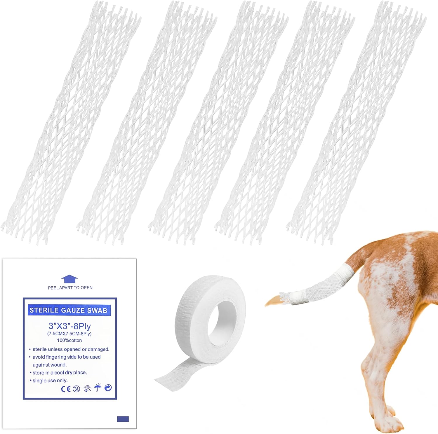 Protector de cola de perro, paquete de iniciación para cola de perro, vendaje veterinario para perros, mascotas y animales
