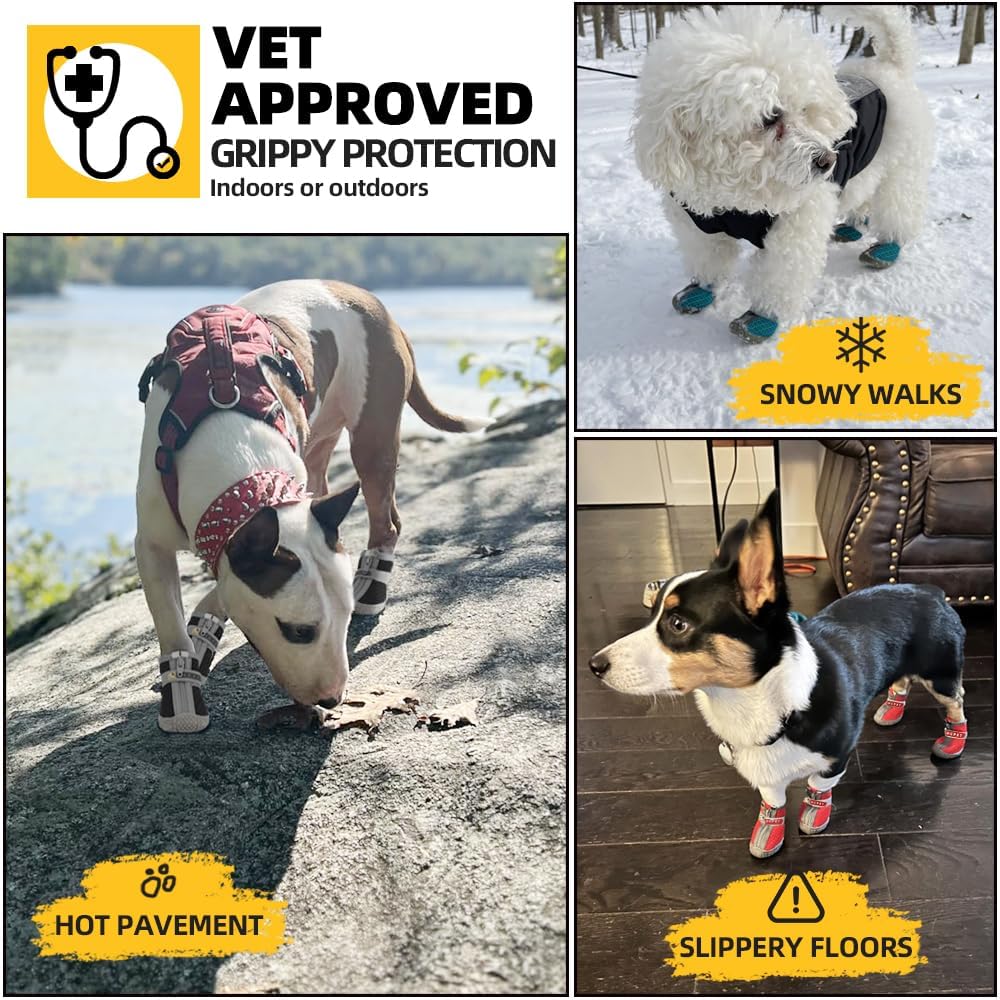 Hcpet – Zapatos para perros pequeños, botas transpirables, protectores de patas para pavimento caliente, botas de senderismo de nieve para invierno,