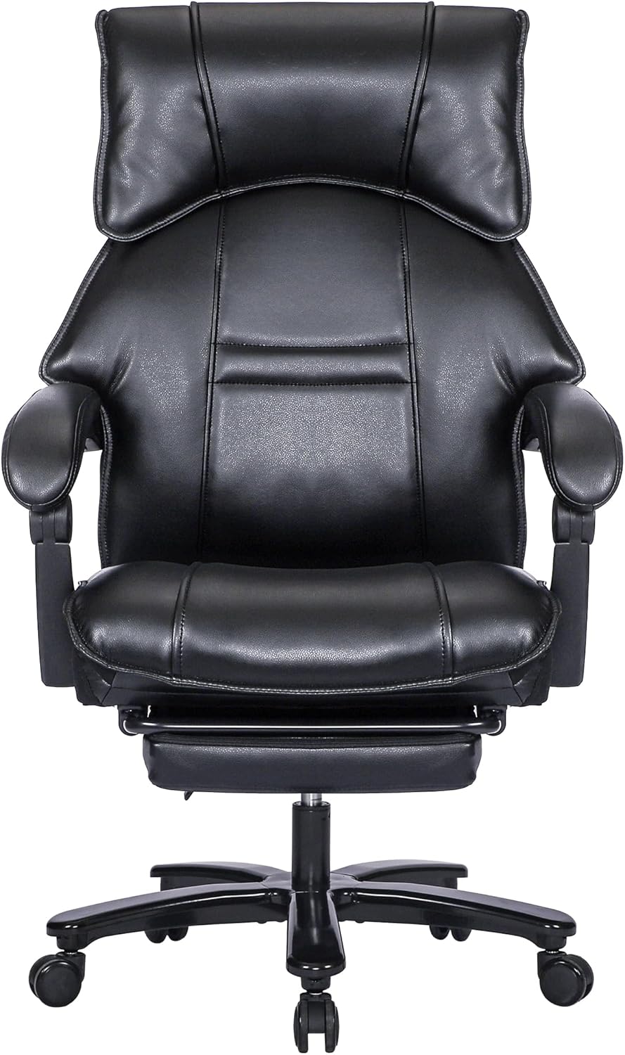 Bosmiller Silla de oficina grande y alta de 500 libras, asiento ancho para personas pesadas con ruedas silenciosas, base de metal resistente,