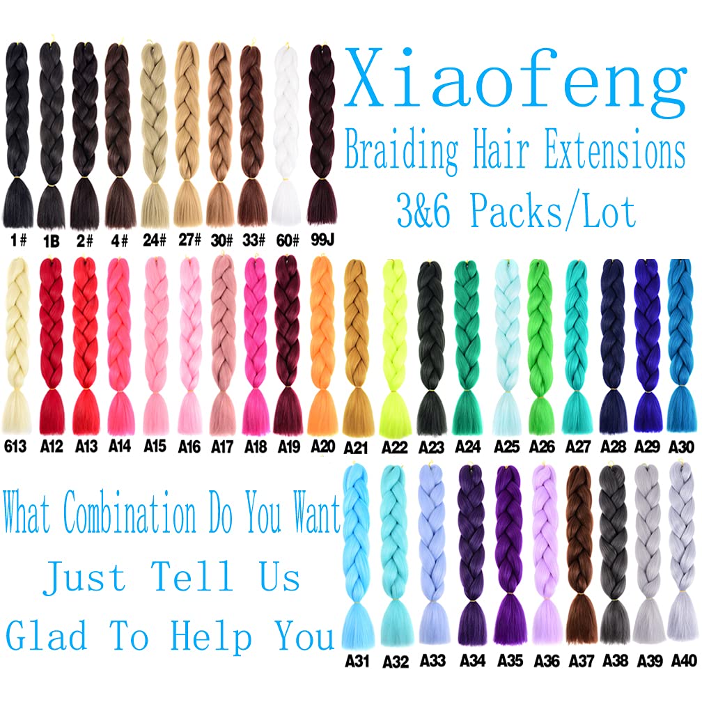 Xiaofeng Extensiones de cabello trenzado para mujer, 6 paquetes de 3.53 ozpaquete, 24 pulgadas, alta temperatura, ombré, pelo sintético jumbo