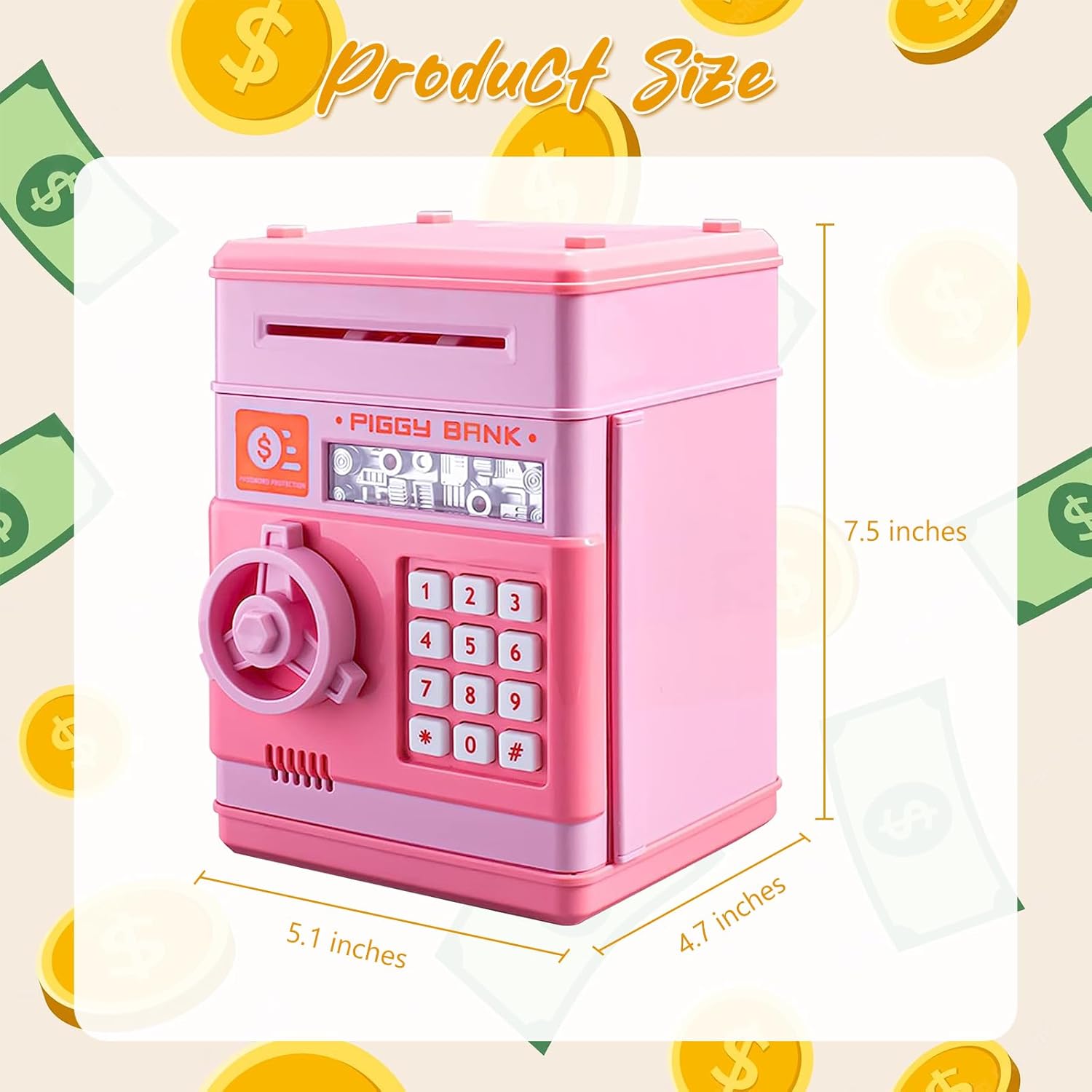 Alcancía Boalord para niños y niñas, contraseña electrónica de cajero automático, alcancía, moneda, puede desplazarse automáticamente, caja de