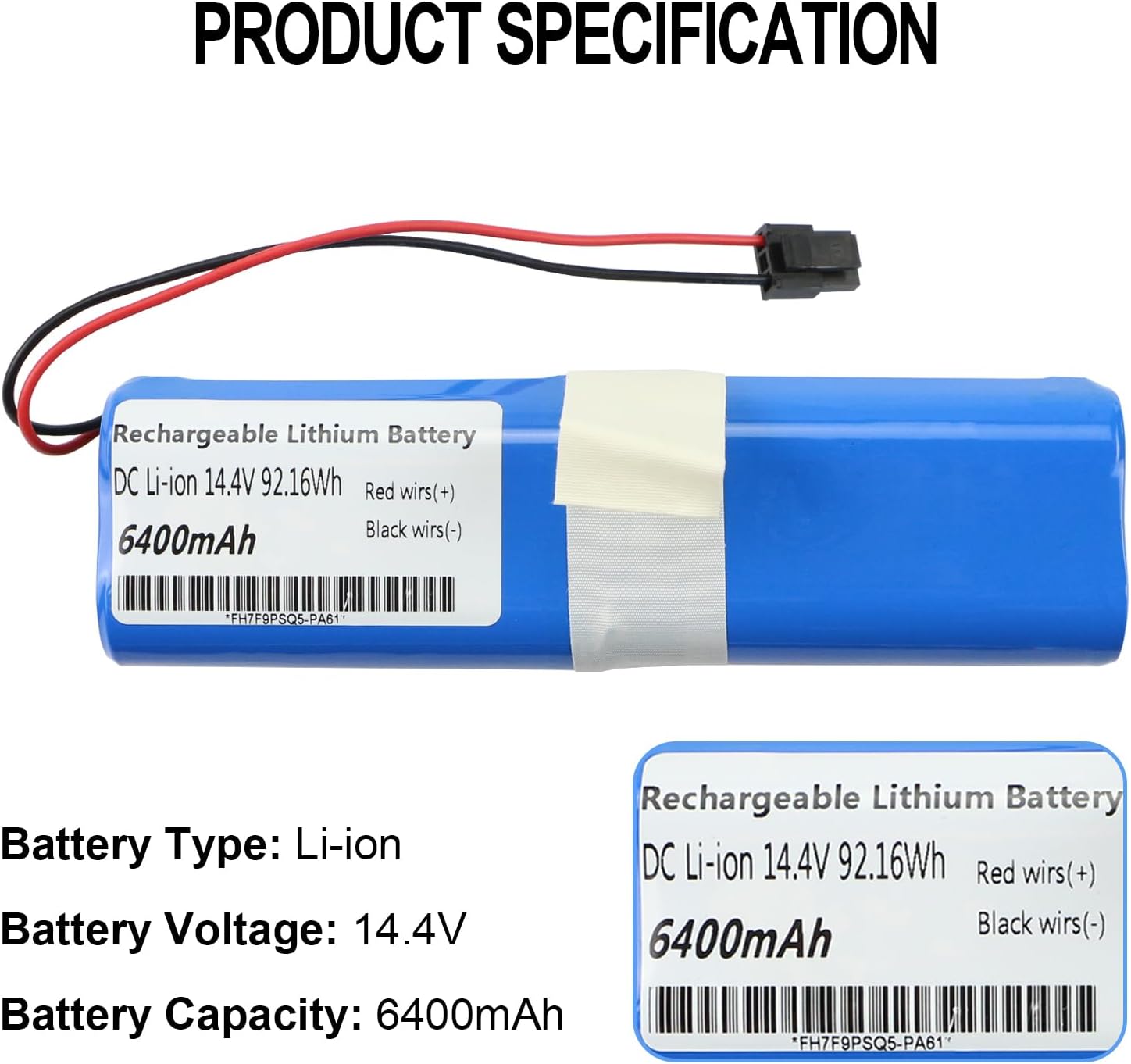 ZTHY Reemplazo de batería de vacío PA61 de 6400 mAh para Eufy RoboVac X8, RoboVac X8 T226X, RoboVac X8 Hybrid White, Eufy RoboVac X8 Pro, Eufy