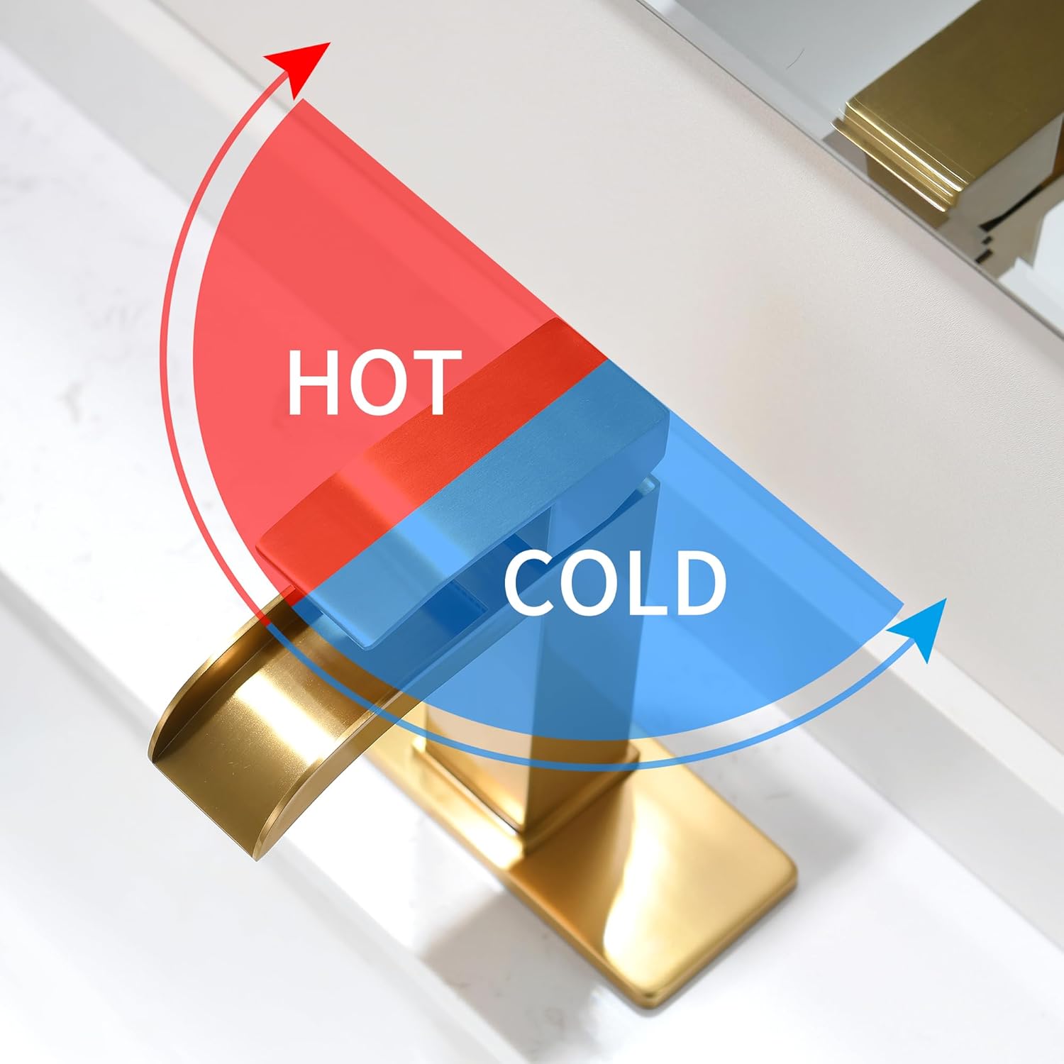 Grifo de baño dorado en cascada  Grifos de lavabo de una sola manija para baño de 1 agujero o 3 agujeros para 4 pulgadas  Moderno grifo de latón