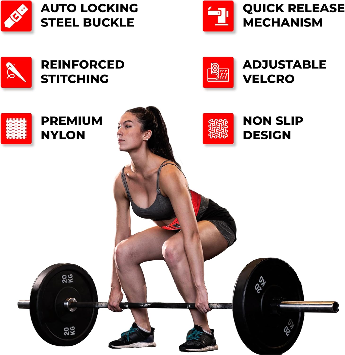 Quick Locking Weight Lifting Belt – Adjustable Lifting Belt for Powerlifting, Squat, Deadlift and Back Support, 4 inch Gym Belt for Men and Women