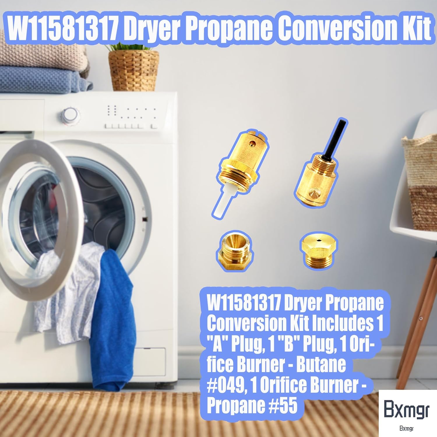 W11581317 Kit de conversión de propano para secadores de 27 pulgadas, compatible con Whirlpool, Armada, Maytag, Kenmore 20000 BTUHr Secadores de