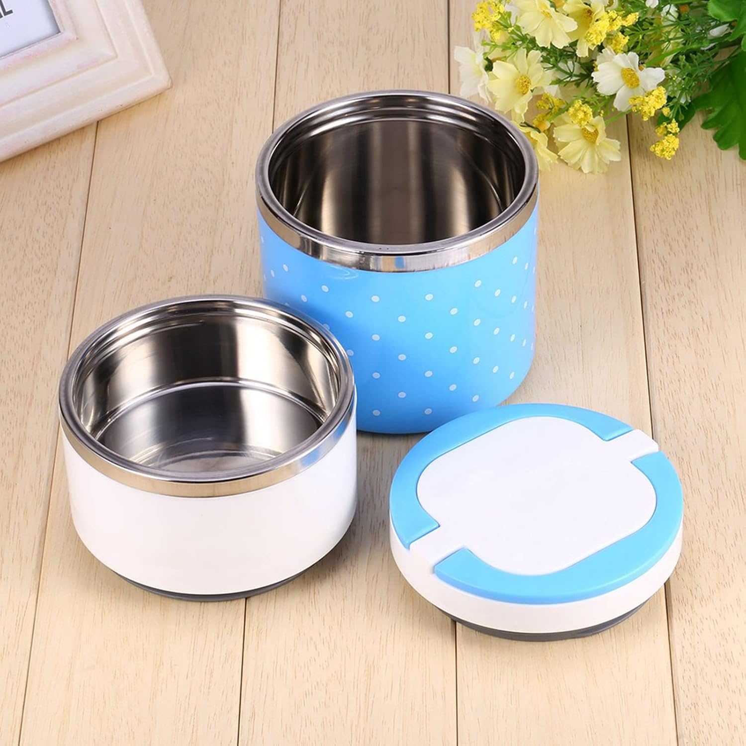 Fiambrera de 2 capas de aislamiento de acero inoxidable termo térmica lonchera contenedor de alimentos suministros de cocina