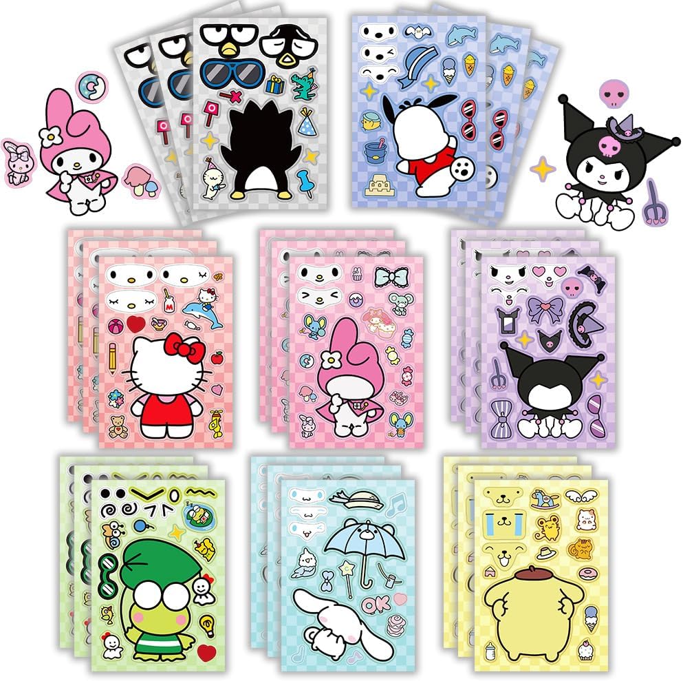 Lindas calcomanías de anime para niños, 24 hojas para hacer tus propias calcomanías de anime de dibujos animados, calcomanías para adolescentes,