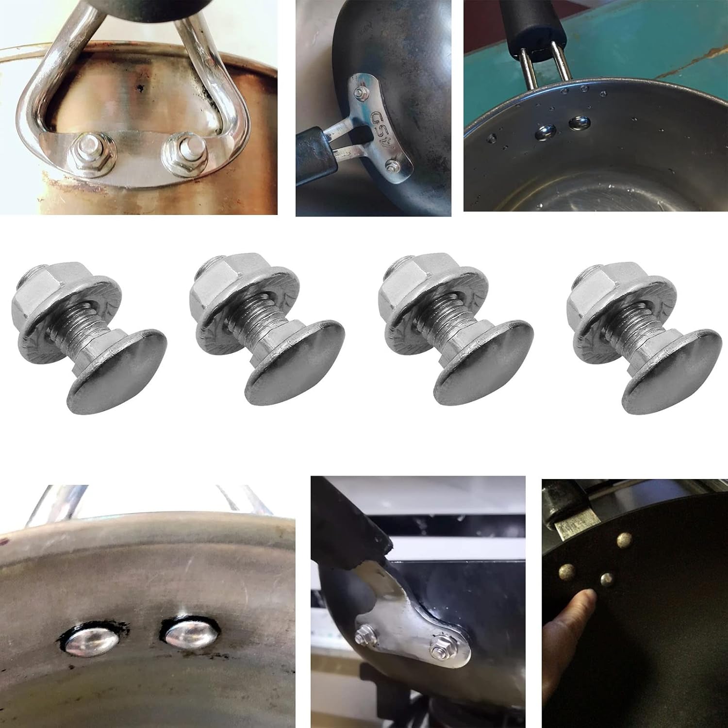 NentMent Paquete de 4 tornillos de mango de olla SaucePan Grip Tornillo de montaje M6x16mm reparación de bloqueo de fijación de repuesto para ollas