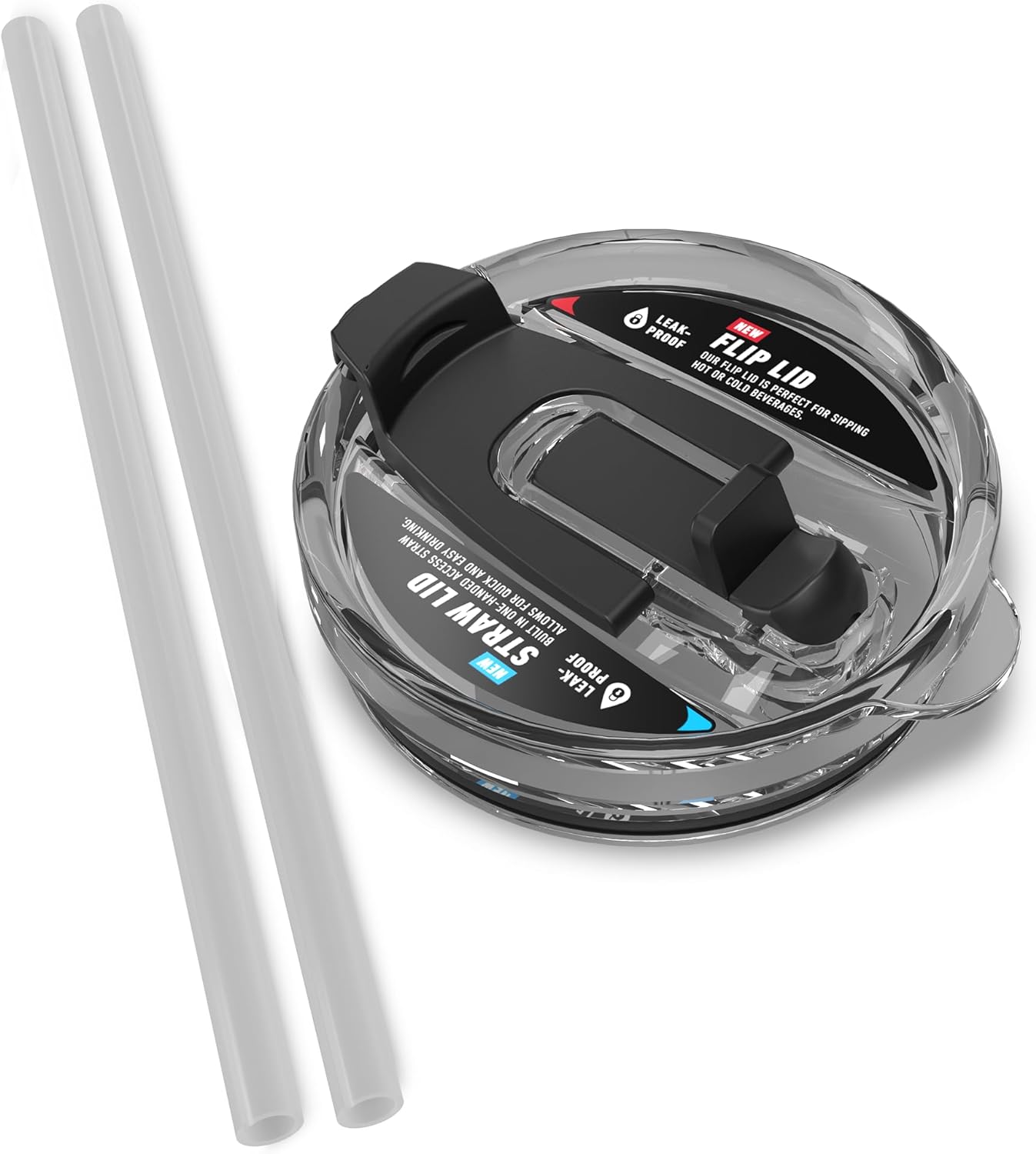 Hydrapeak Tapa de repuesto para vaso Roadster de 40 onzas con asa con 2 popotes adicionales (negro)