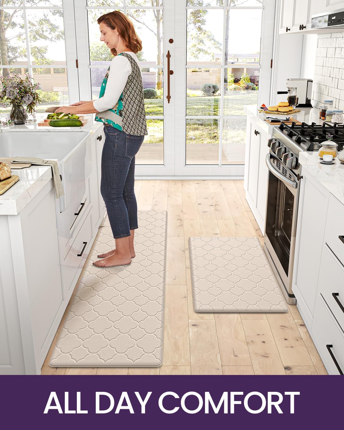 DEXI Alfombras de cocina antifatiga para el suelo, alfombra de corredor acolchada antideslizante y cómoda alfombra de espuma para oficina,