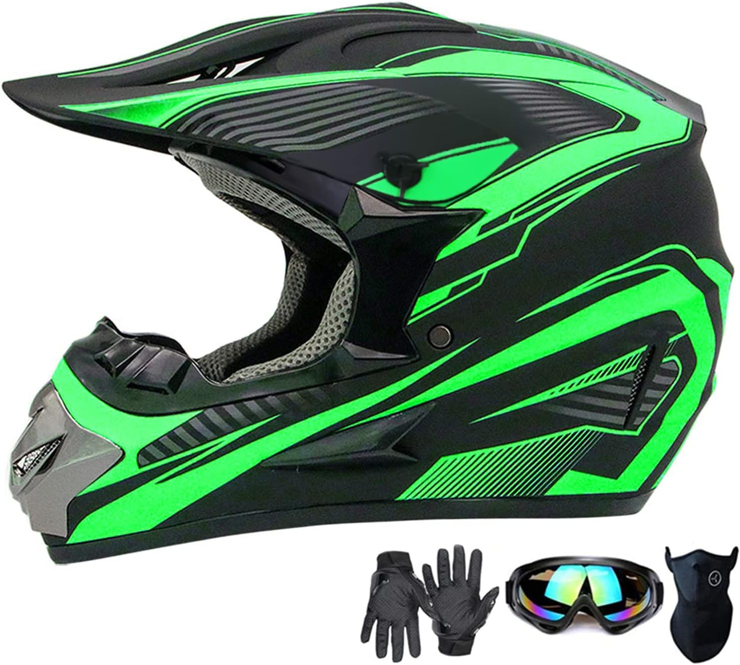 Casco de motocross, casco de motocicleta ATV ATV para jóvenes y adultos, casco de bicicleta de montaña BMX de 4 ruedas para niños, certificado DOT,