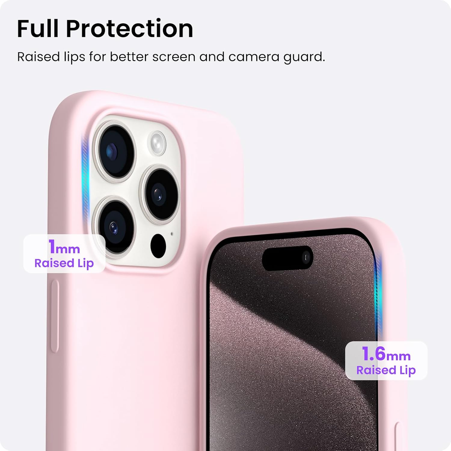 ORNARTO – Funda compatible con iPhone 15 Pro Max de 6.7 pulgadas, delgada, de silicona líquida, 3 capas, gel de caucho suave, a prueba de golpes,