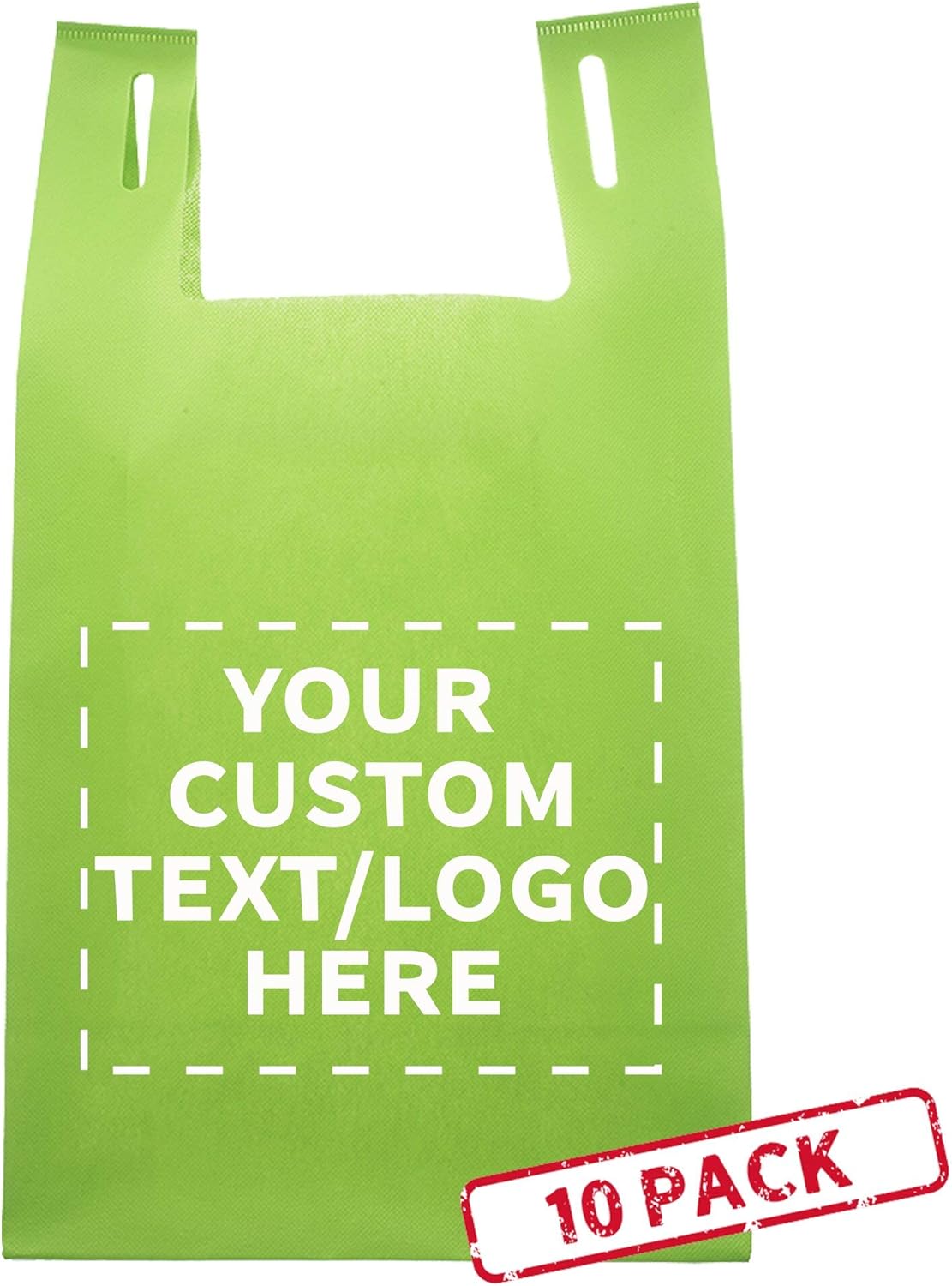 DISCOUNT PROMOS Bodega – Juego de 10 bolsas de mano ligeras personalizadas, reutilizables, ideales para comestibles, ferias comerciales, recuerdos
